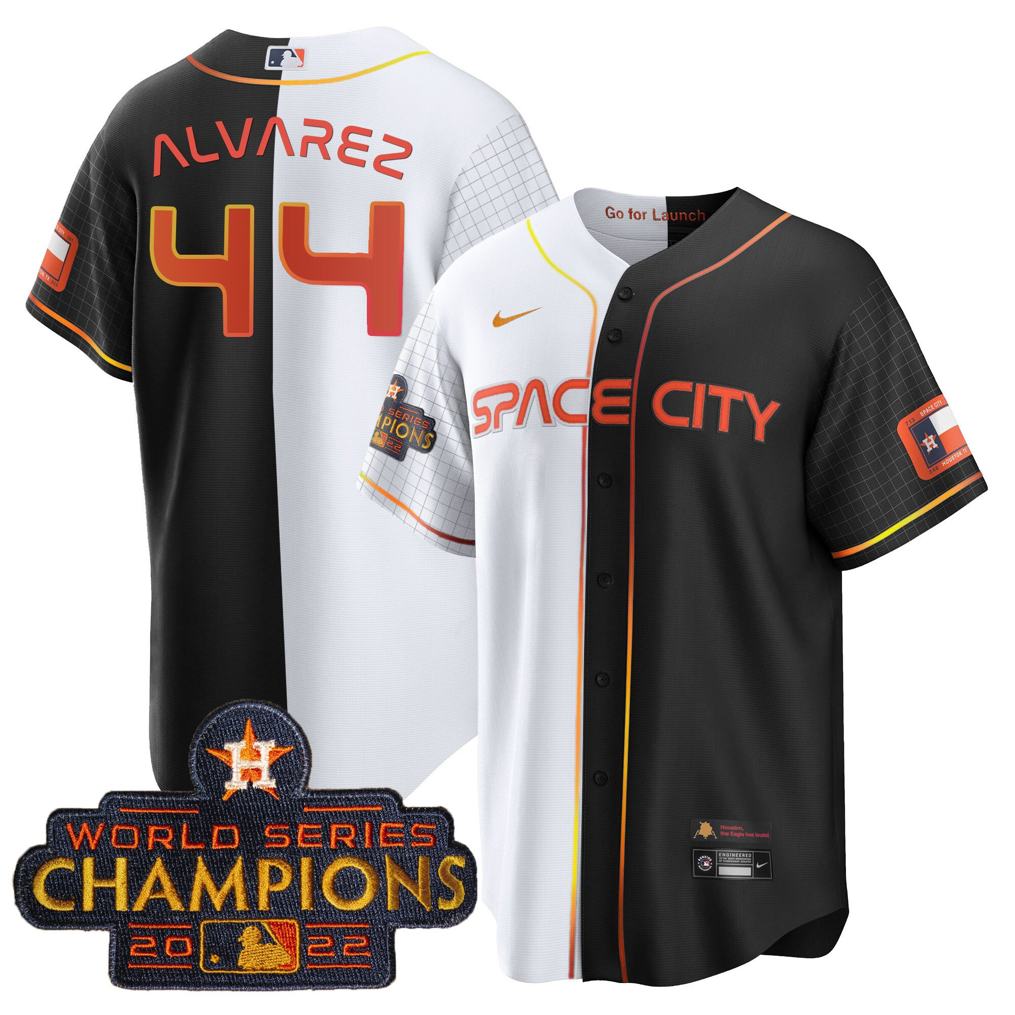 Yordan Álvarez Men's Houston Astros 2023 Space City Champions Gold Split Cool B&W Jersey - All Stitched