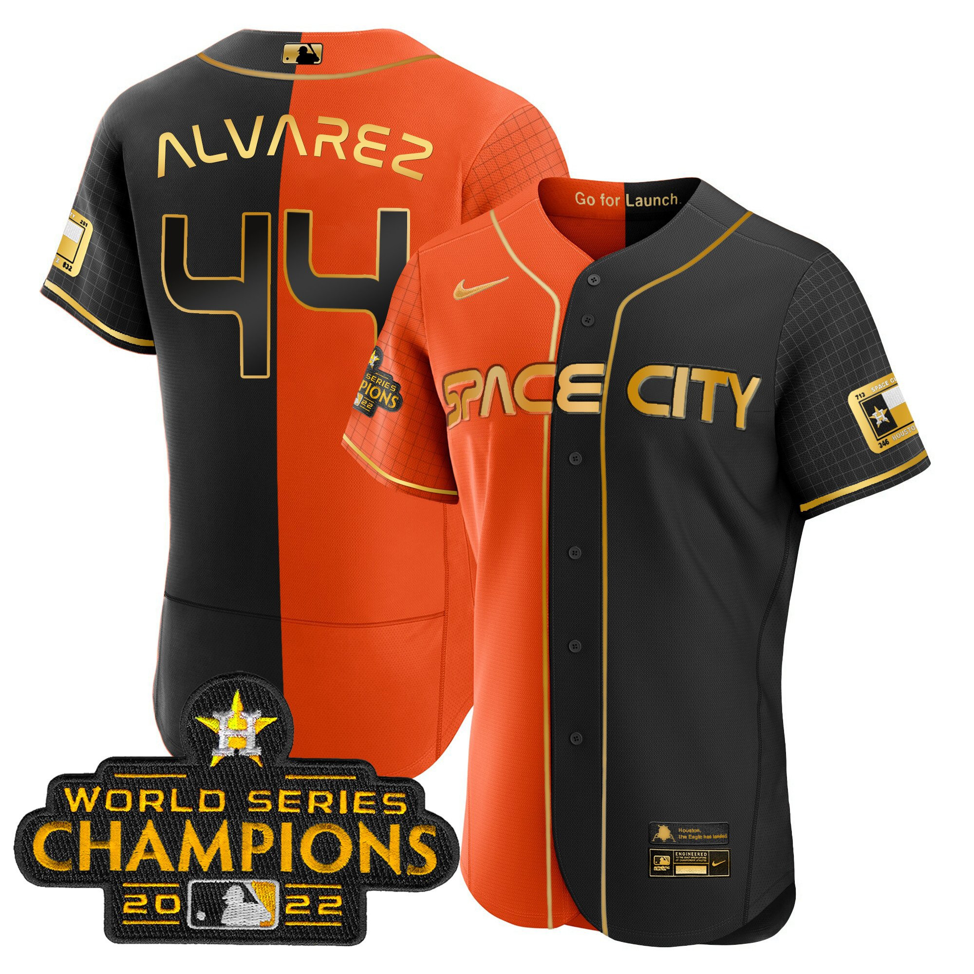 Yordan Álvarez Men's Houston Astros 2023 Space City Champions Gold Split Flex B&O Jersey - All Stitched
