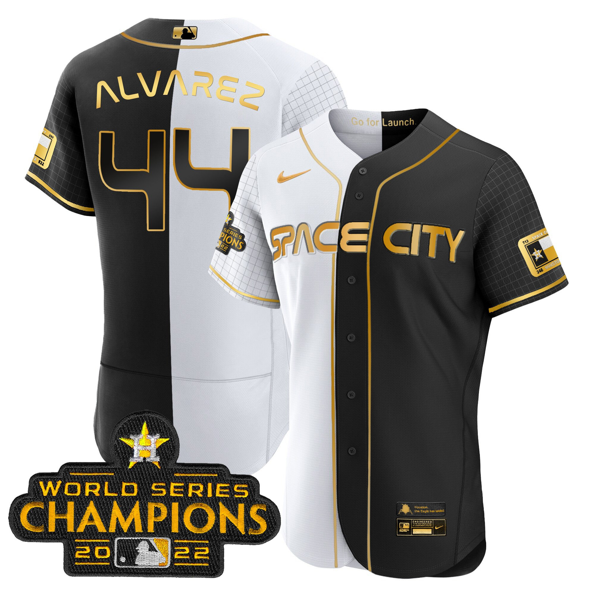Yordan Álvarez Men's Houston Astros 2023 Space City Champions Gold Split Flex Gold Jersey - All Stitched