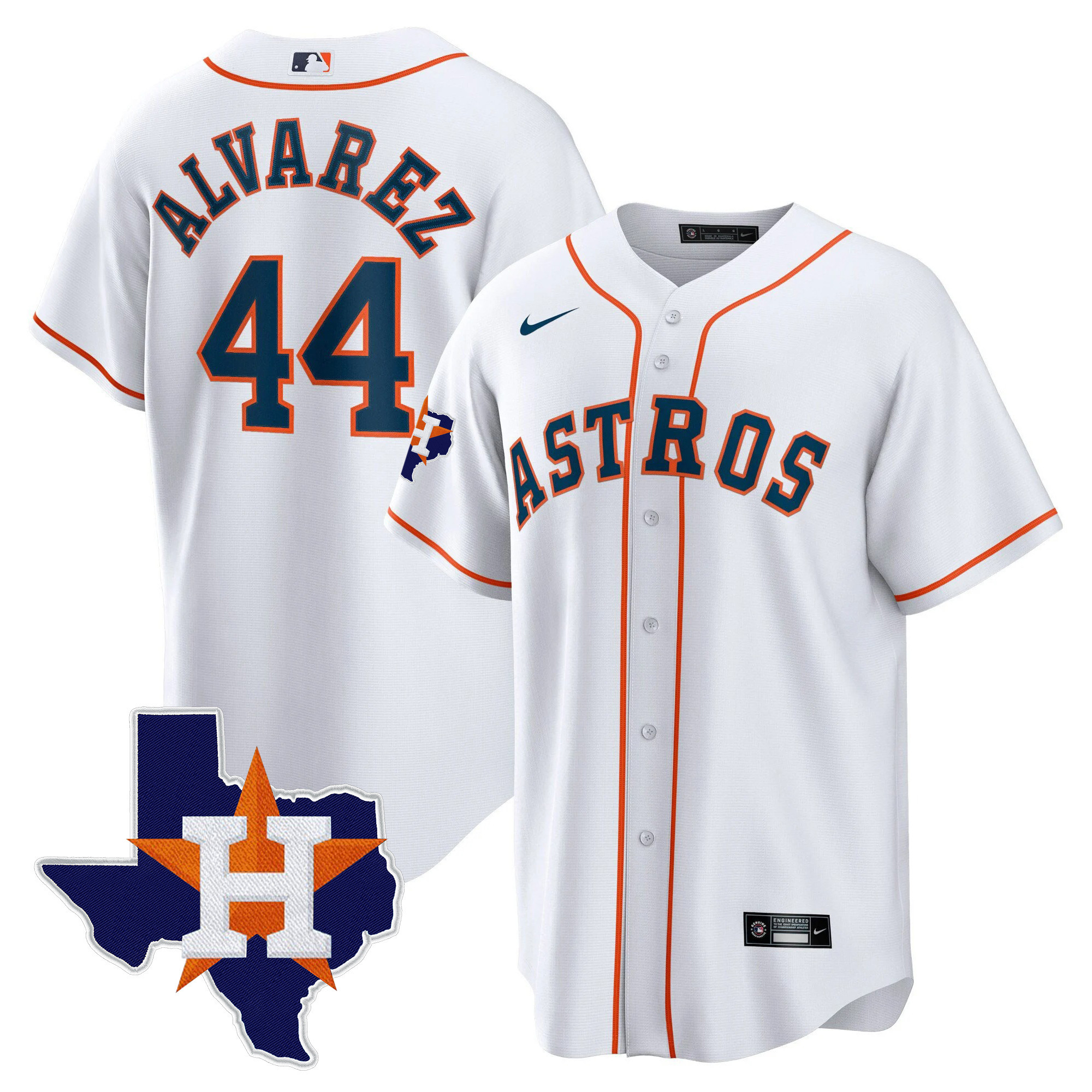 Yordan Álvarez Men's Houston Astros 2024 Gold - Texas Patch Cool Home Jersey - All Stitched