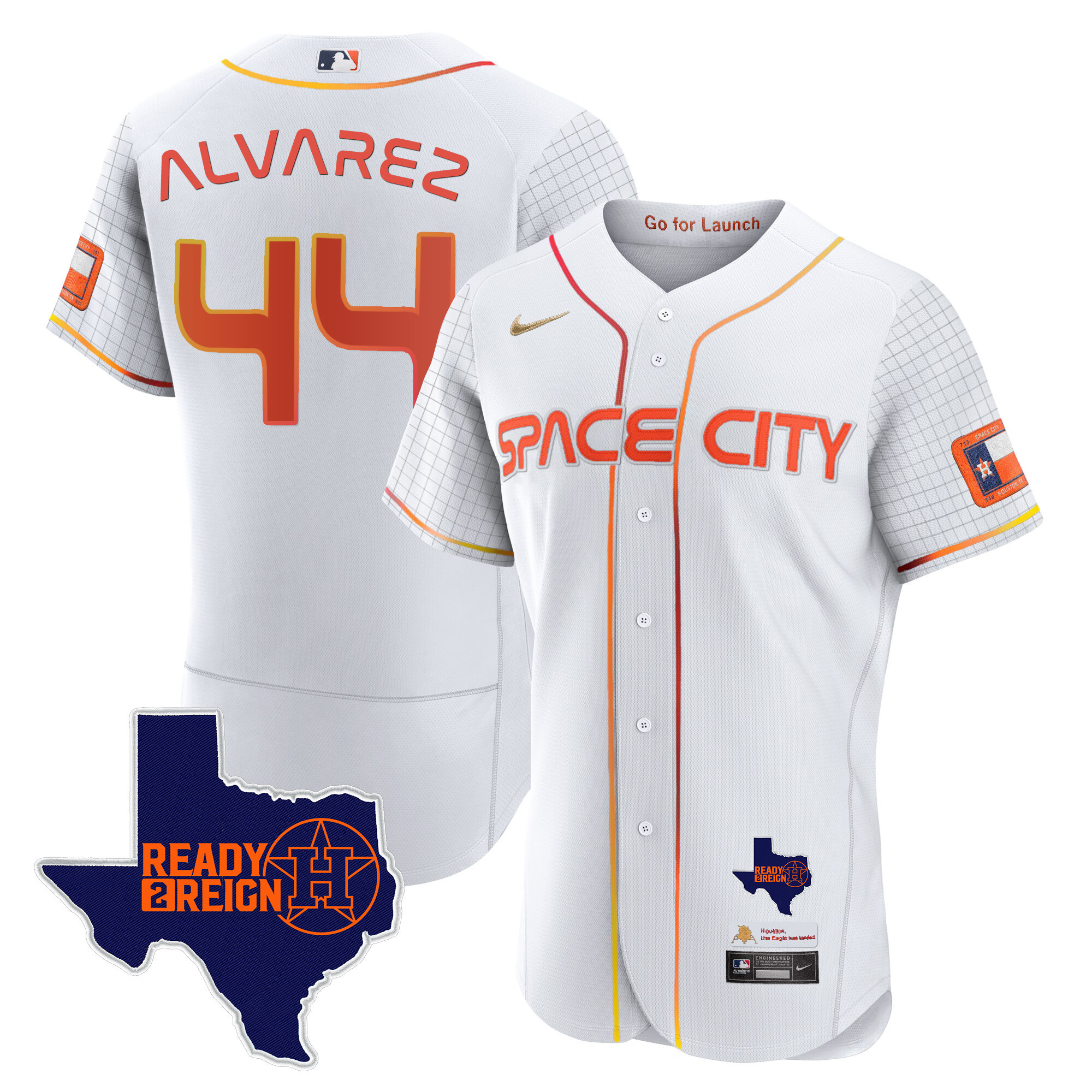 Yordan Álvarez Men's Houston Astros 2024 Space City Ready 2 Reign Flex Base White Jersey - All Stitched