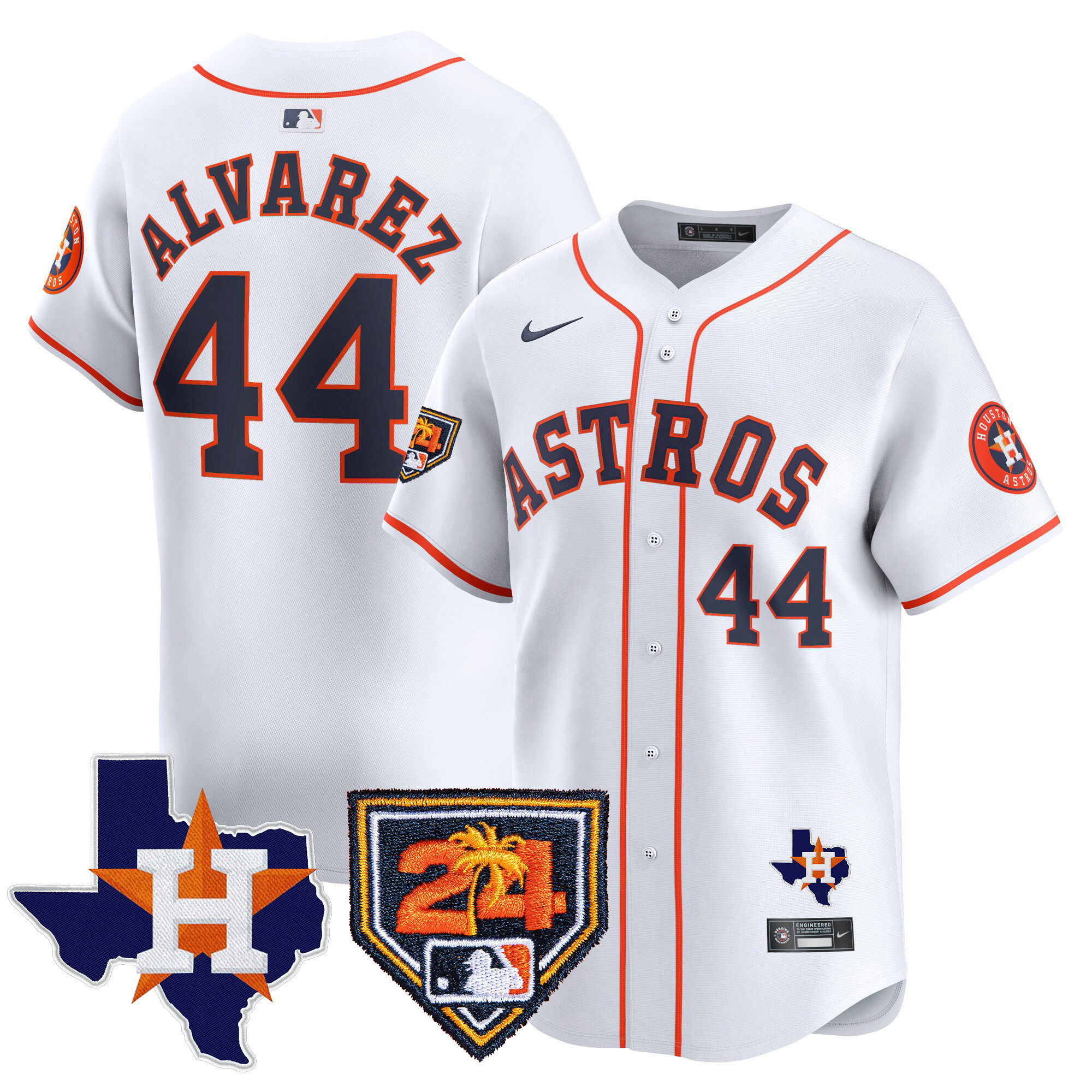 Yordan Álvarez Men's Houston Astros 2024 Spring Training & Texas Patch Vapor Premier Limited Home Jersey - All Stitched