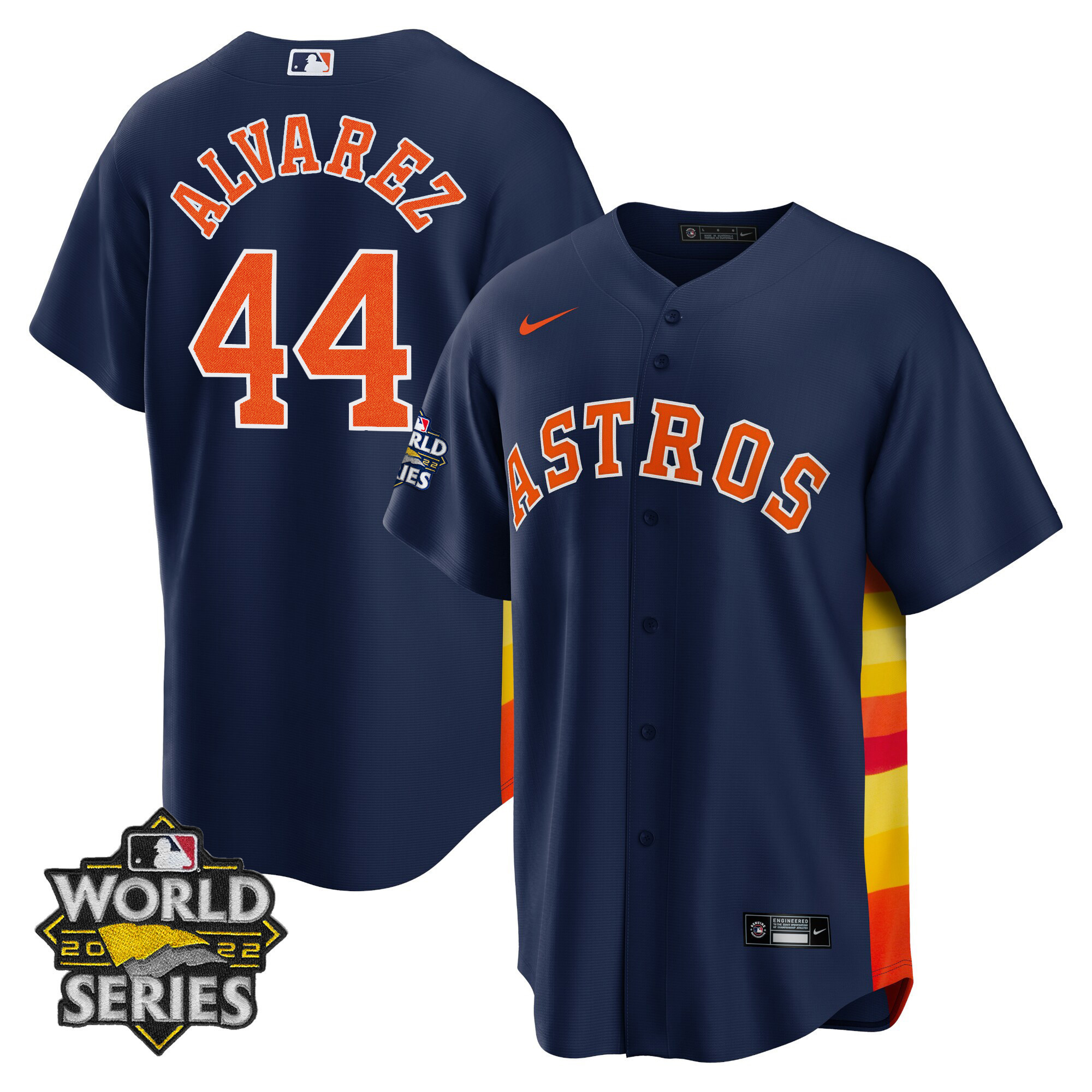 Yordan Álvarez Men's Houston Astros Alternate Navy 2022 World Series Player Cool Base Jersey - All Stitched