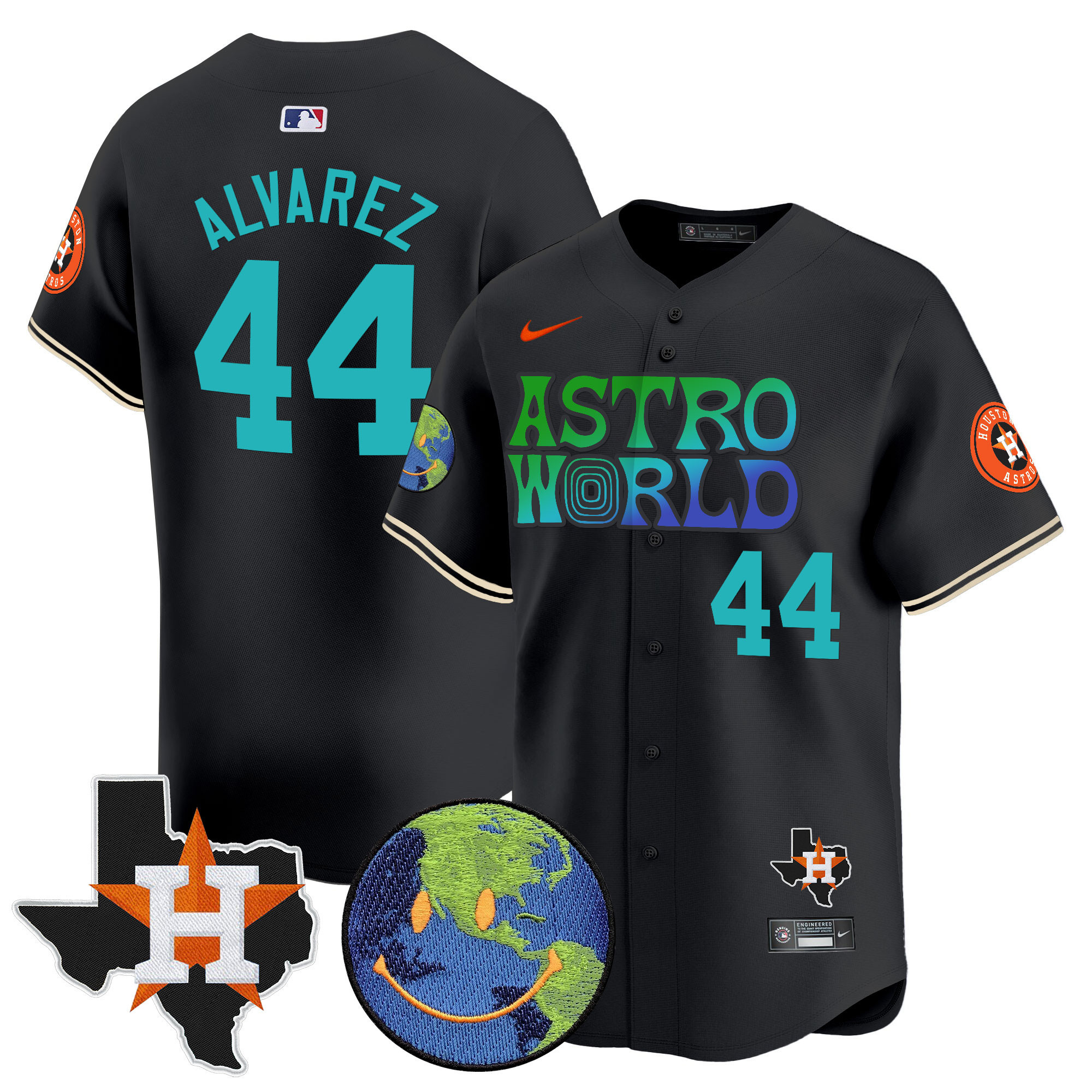 Yordan Álvarez Men's Houston Astros Cactus Jack Astro World Vapor Premier Limited Black Jersey - All Stitched