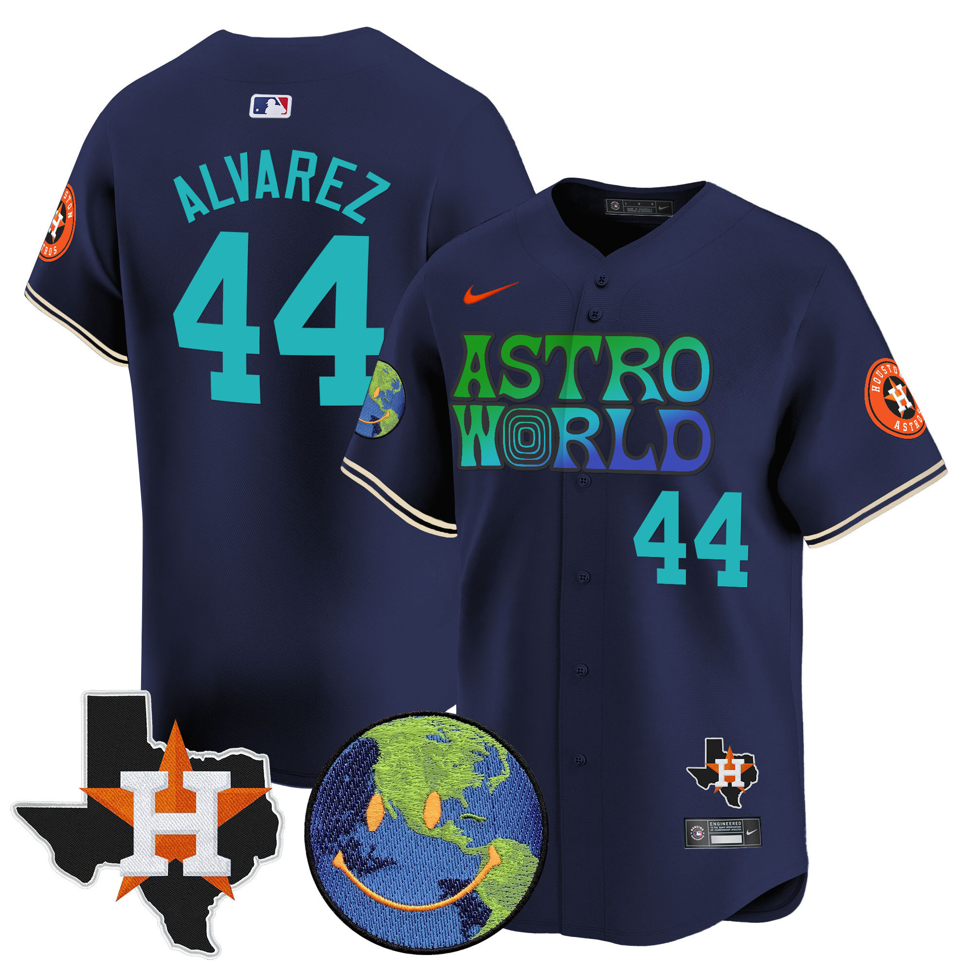 Yordan Álvarez Men's Houston Astros Cactus Jack Astro World Vapor Premier Limited Navy Jersey - All Stitched