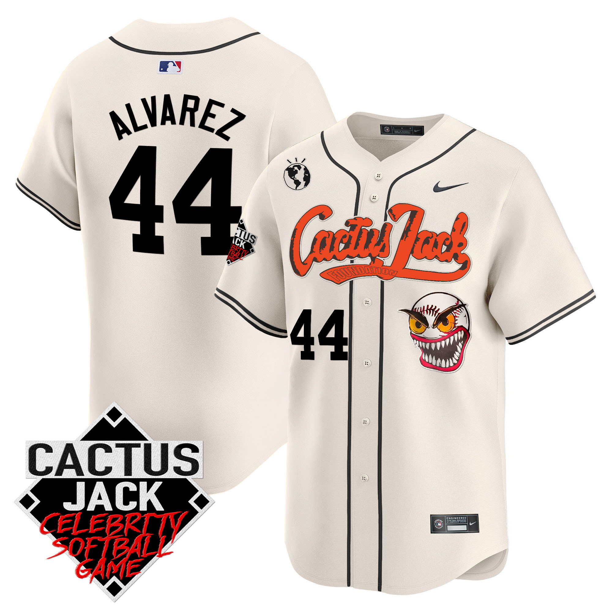 Yordan Álvarez Men's Houston Astros Cactus Jack Celebrity Softball Game Patch Vapor Premier Limited Cream Jersey - All Stitched