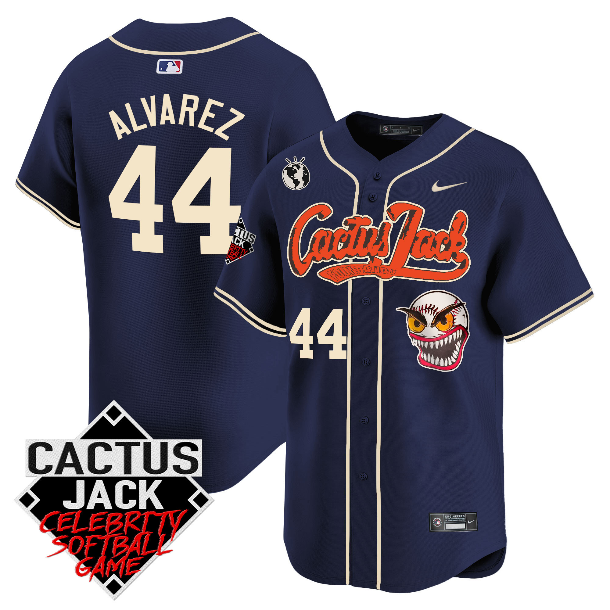 Yordan Álvarez Men's Houston Astros Cactus Jack Celebrity Softball Game Patch Vapor Premier Limited Navy Jersey - All Stitched