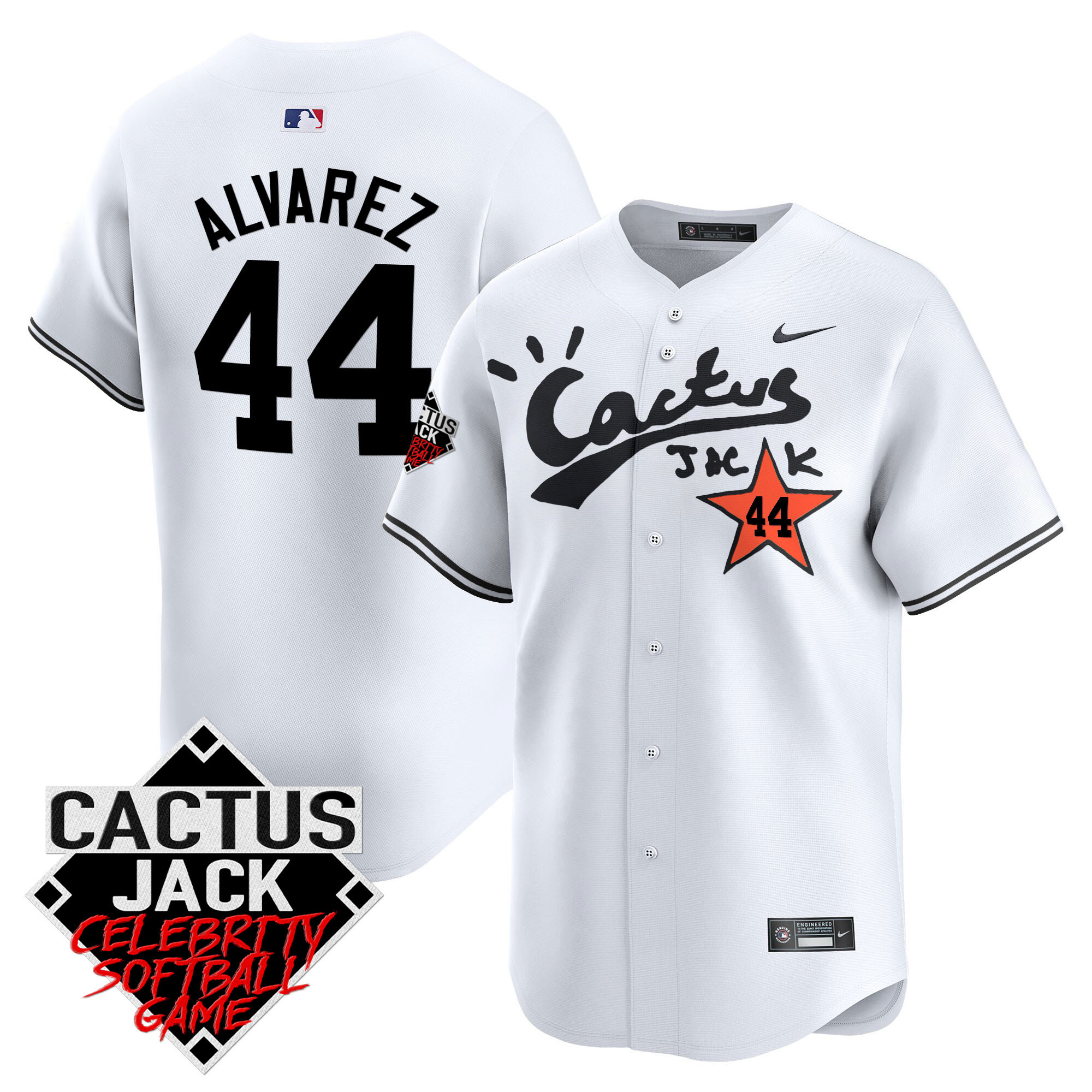 Yordan Álvarez Men's Houston Astros Cactus Jack Celebrity Softball Game Patch Vapor Premier Limited V2 White Jersey - All Stitched