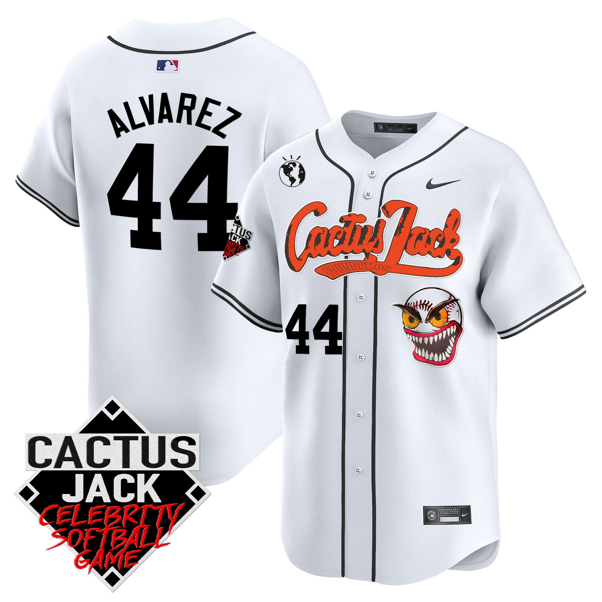 Yordan Álvarez Men's Houston Astros Cactus Jack Celebrity Softball Game Patch Vapor Premier Limited White Jersey - All Stitched