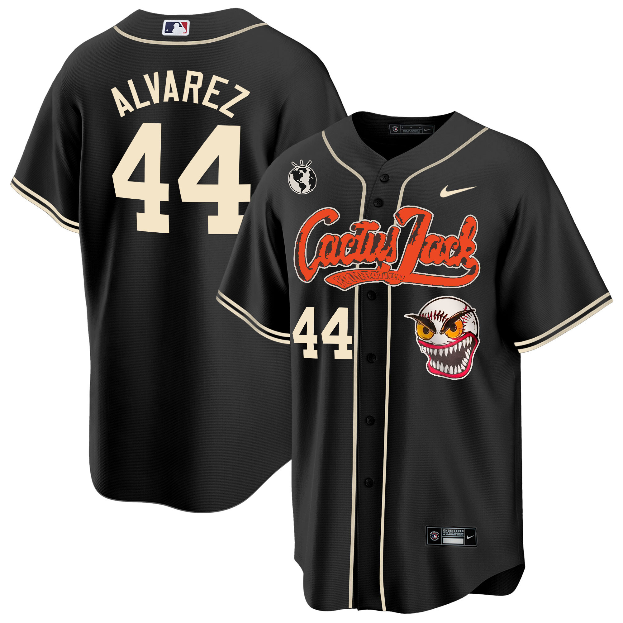 Yordan Álvarez Men's Houston Astros Cactus Jack Cool Base Black Jersey - All Stitched