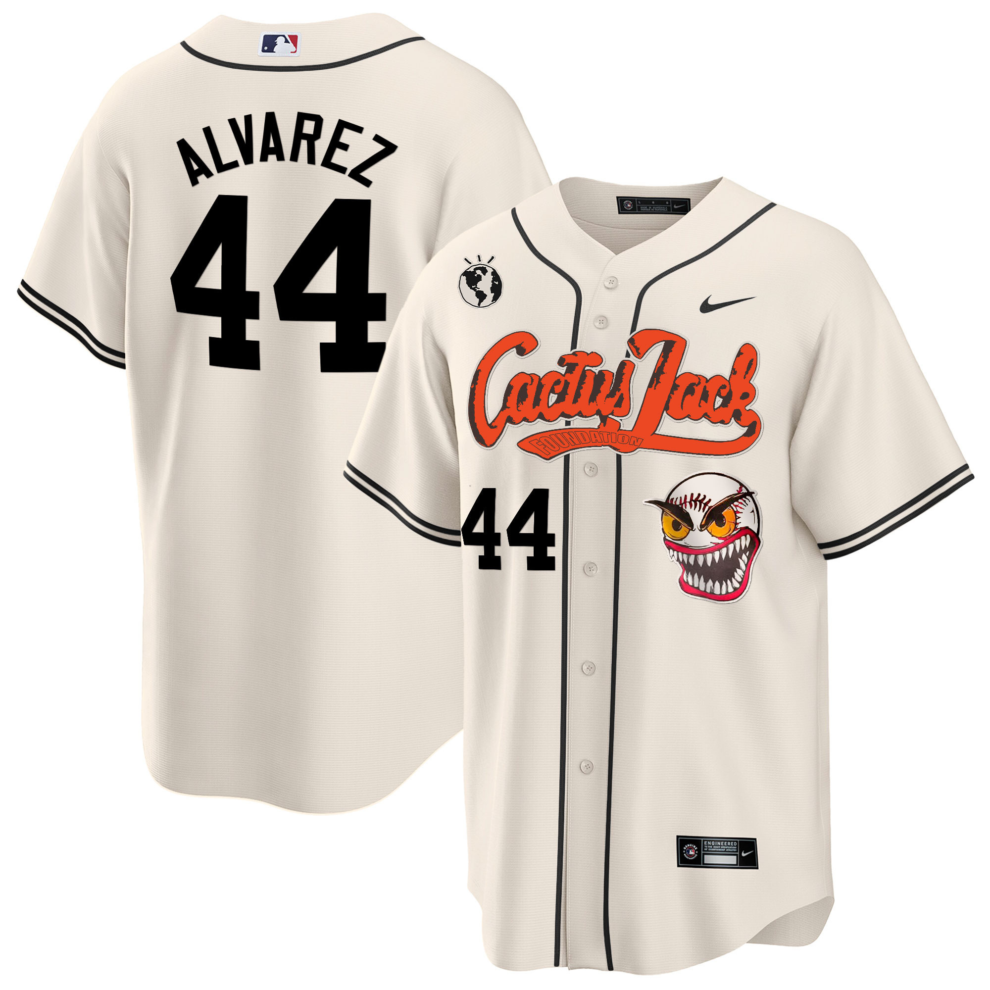 Yordan Álvarez Men's Houston Astros Cactus Jack Cool Base Cream Jersey - All Stitched