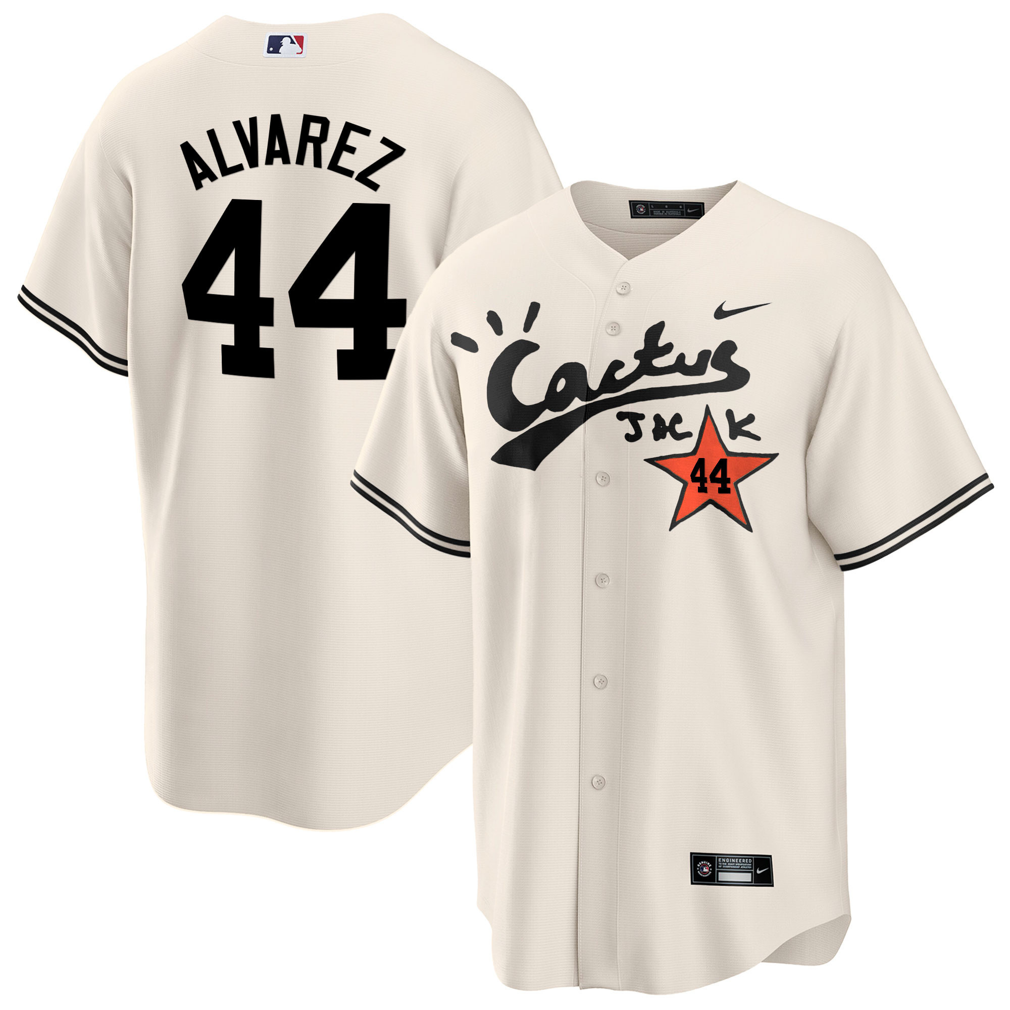 Yordan Álvarez Men's Houston Astros Cactus Jack Cool Base V2 Cream Jersey - All Stitched
