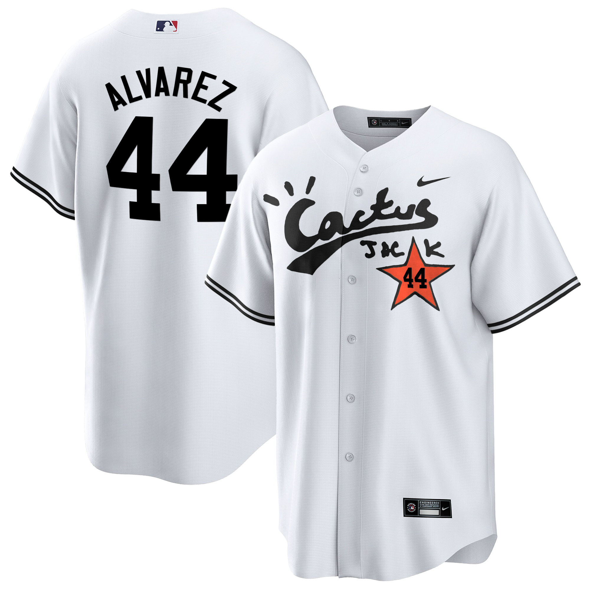 Yordan Álvarez Men's Houston Astros Cactus Jack Cool Base V2 White Jersey - All Stitched