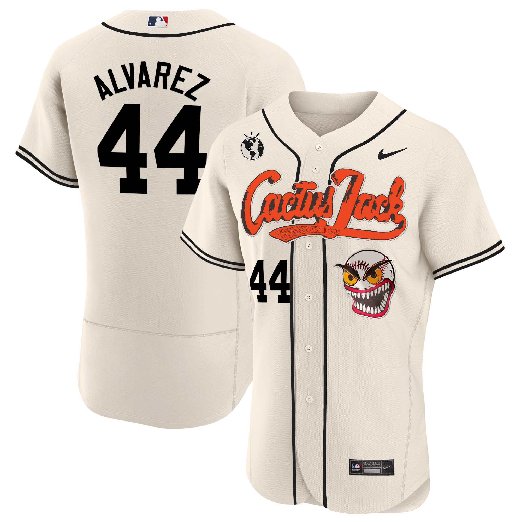Yordan Álvarez Men's Houston Astros Cactus Jack Flex Base Cream Jersey - All Stitched