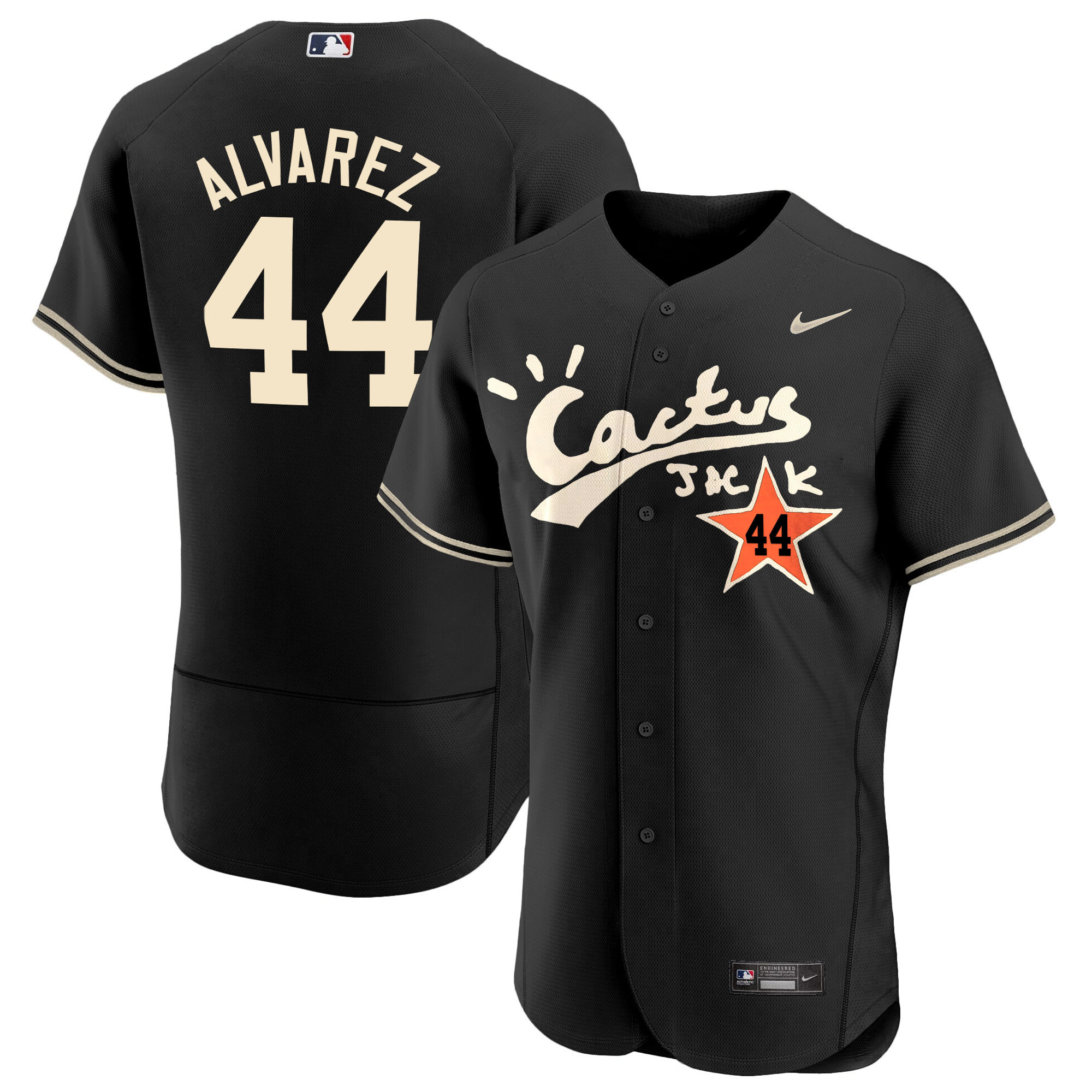 Yordan Álvarez Men's Houston Astros Cactus Jack Flex Base V2 Black Jersey - All Stitched