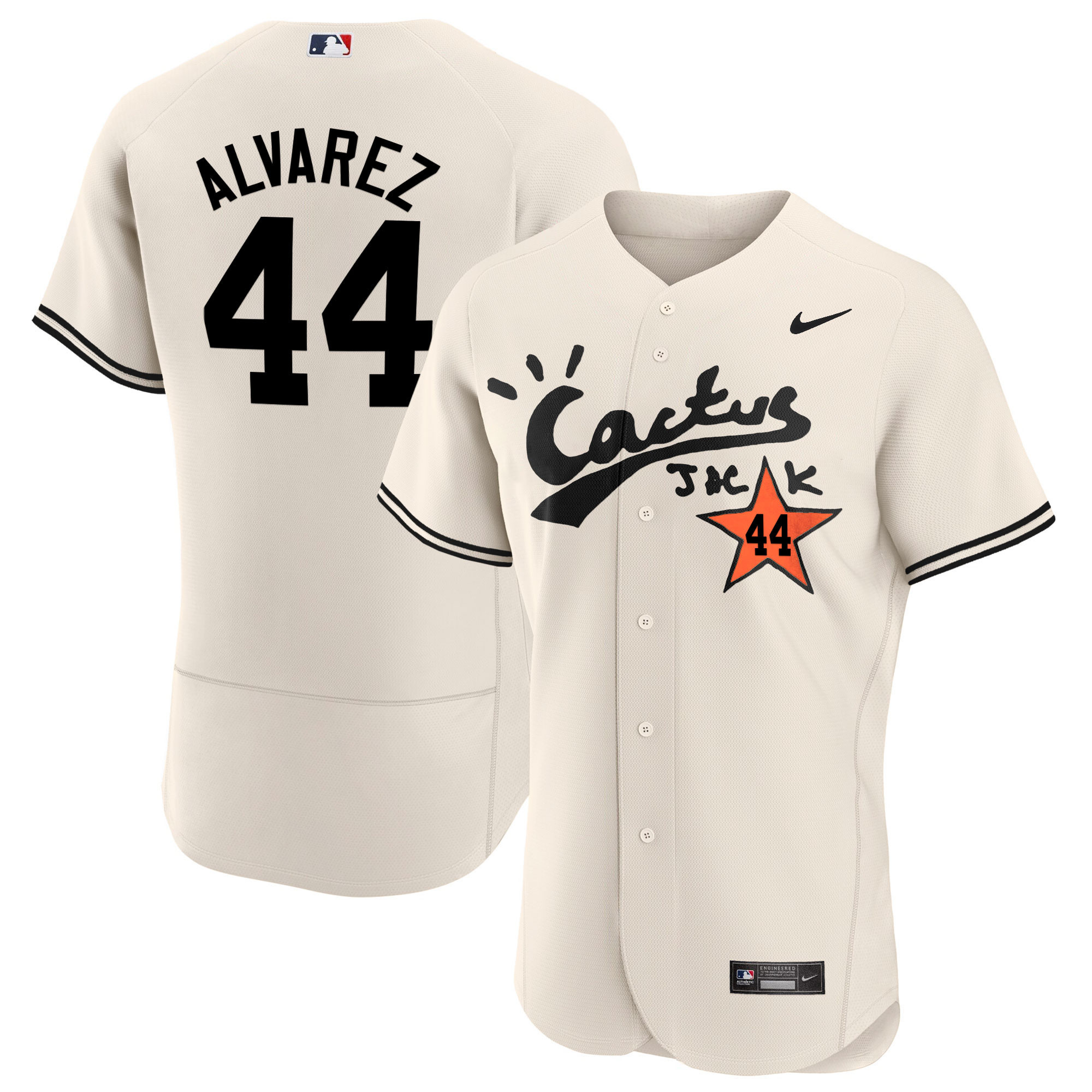 Yordan Álvarez Men's Houston Astros Cactus Jack Flex Base V2 Cream Jersey - All Stitched