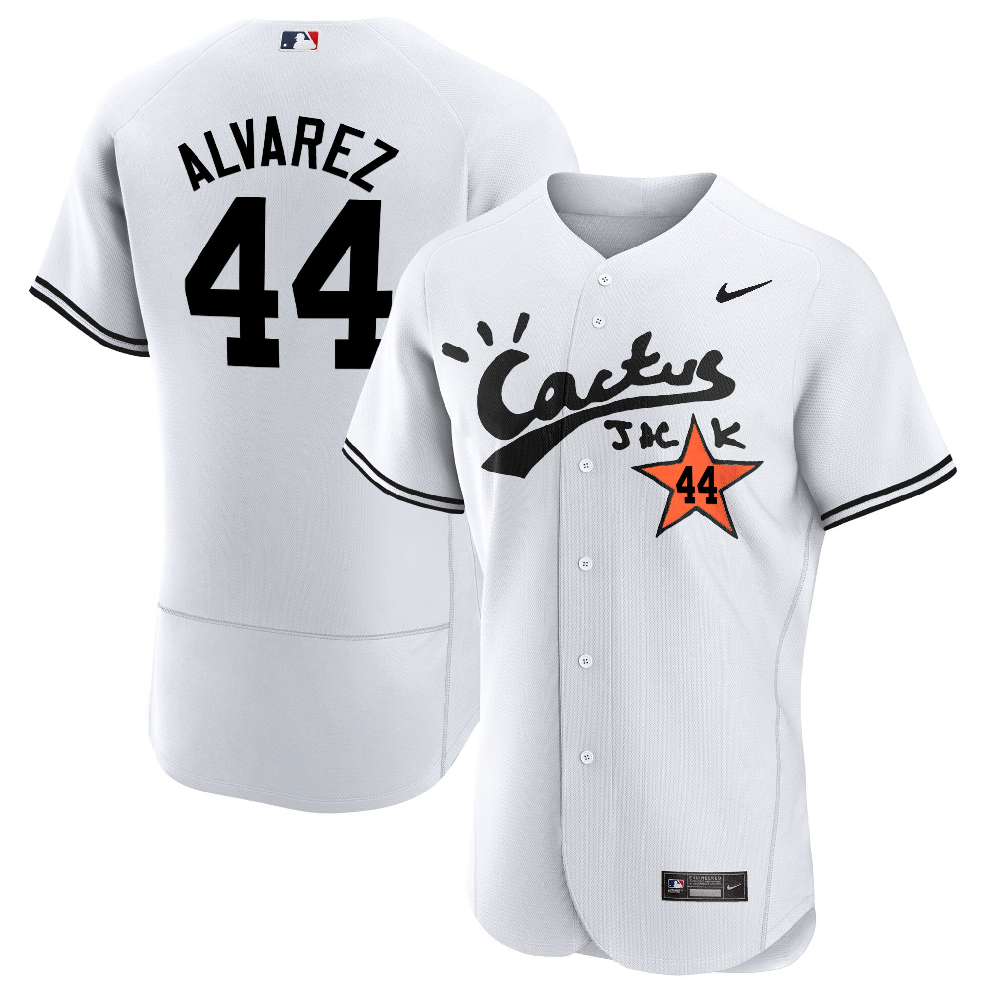 Yordan Álvarez Men's Houston Astros Cactus Jack Flex Base V2 White Jersey - All Stitched