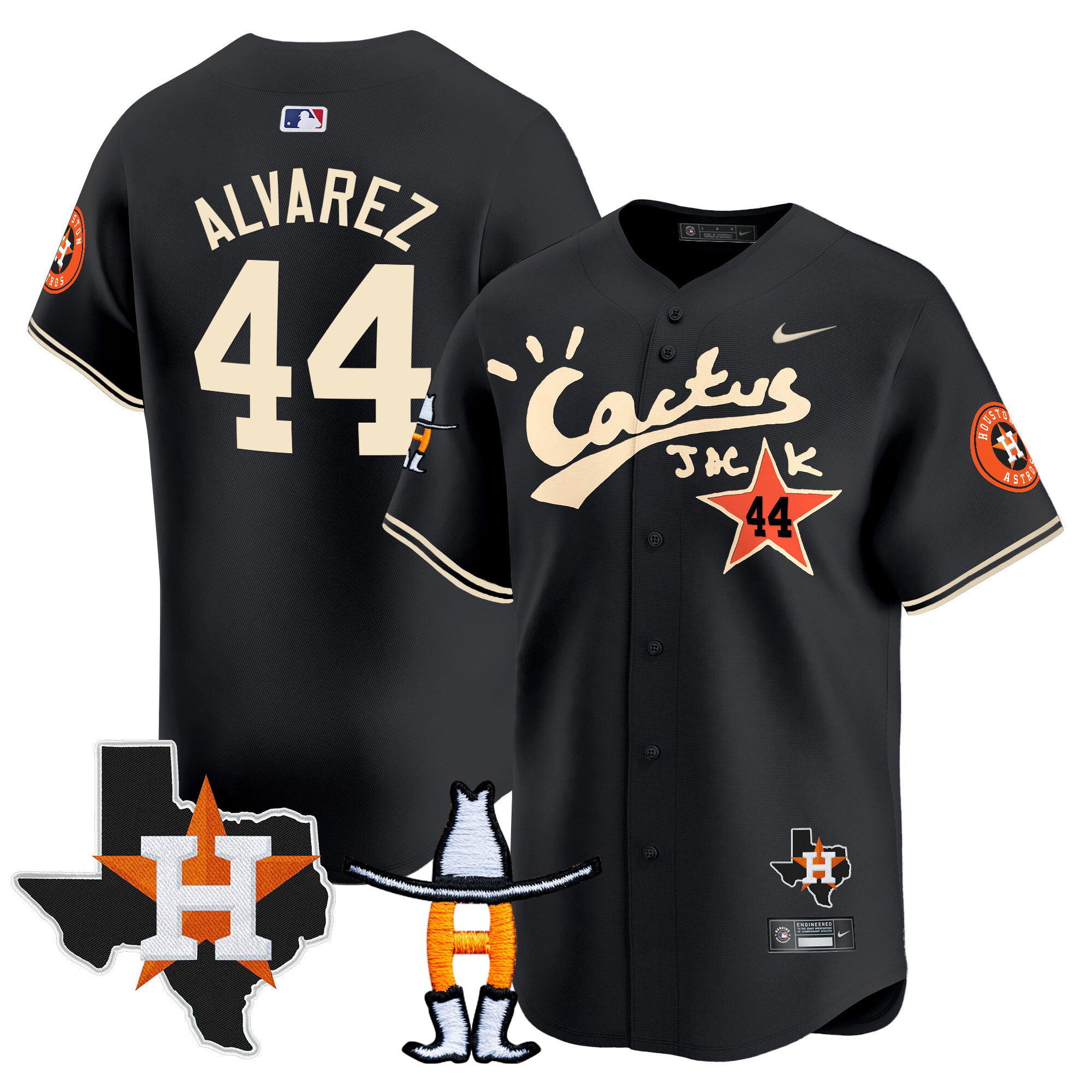 Yordan Álvarez Men's Houston Astros Cactus Jack Houston Rodeo Patch Vapor Premier Limited Black Jersey - All Stitched