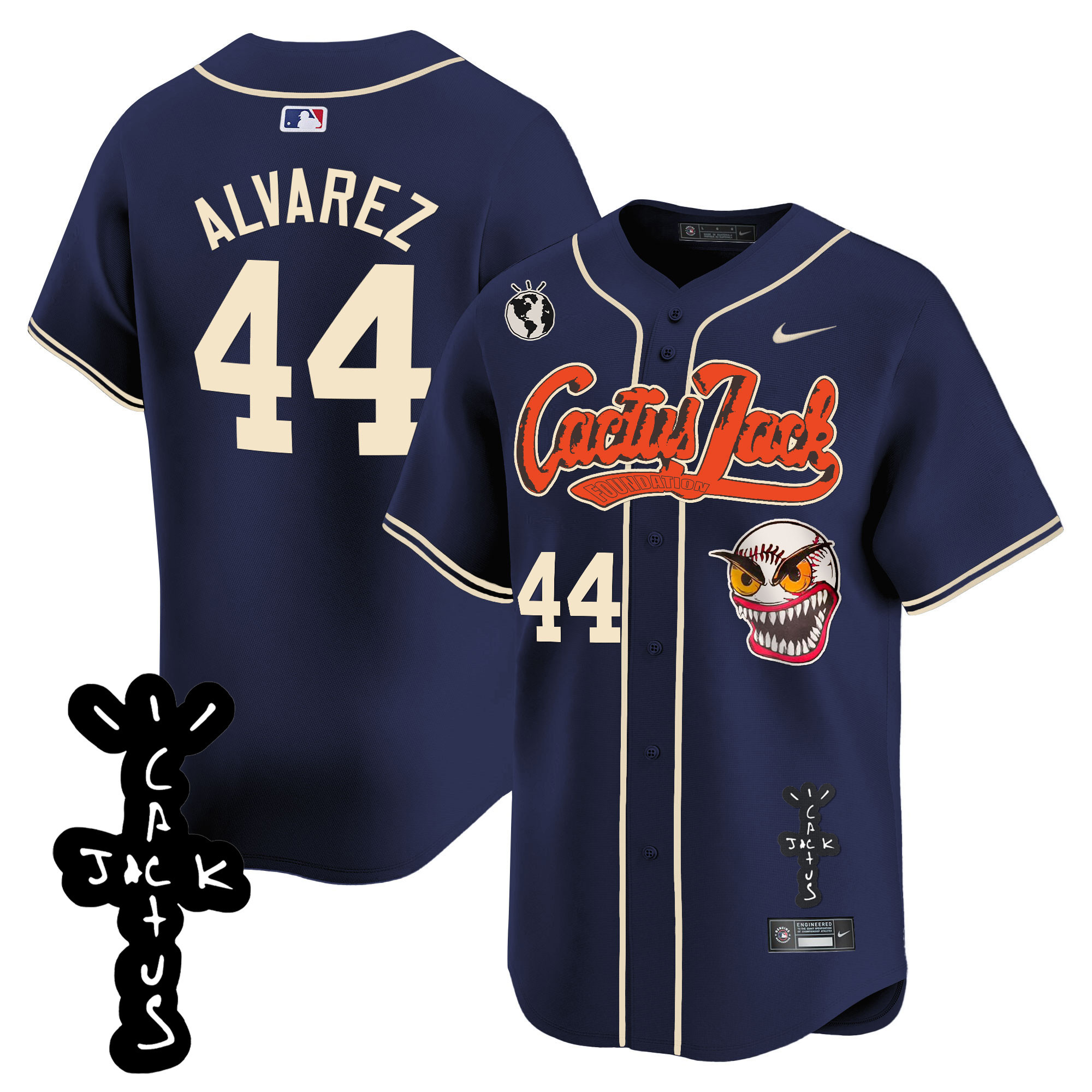 Yordan Álvarez Men's Houston Astros Cactus Jack Patch Vapor Premier Limited Navy Jersey - All Stitched