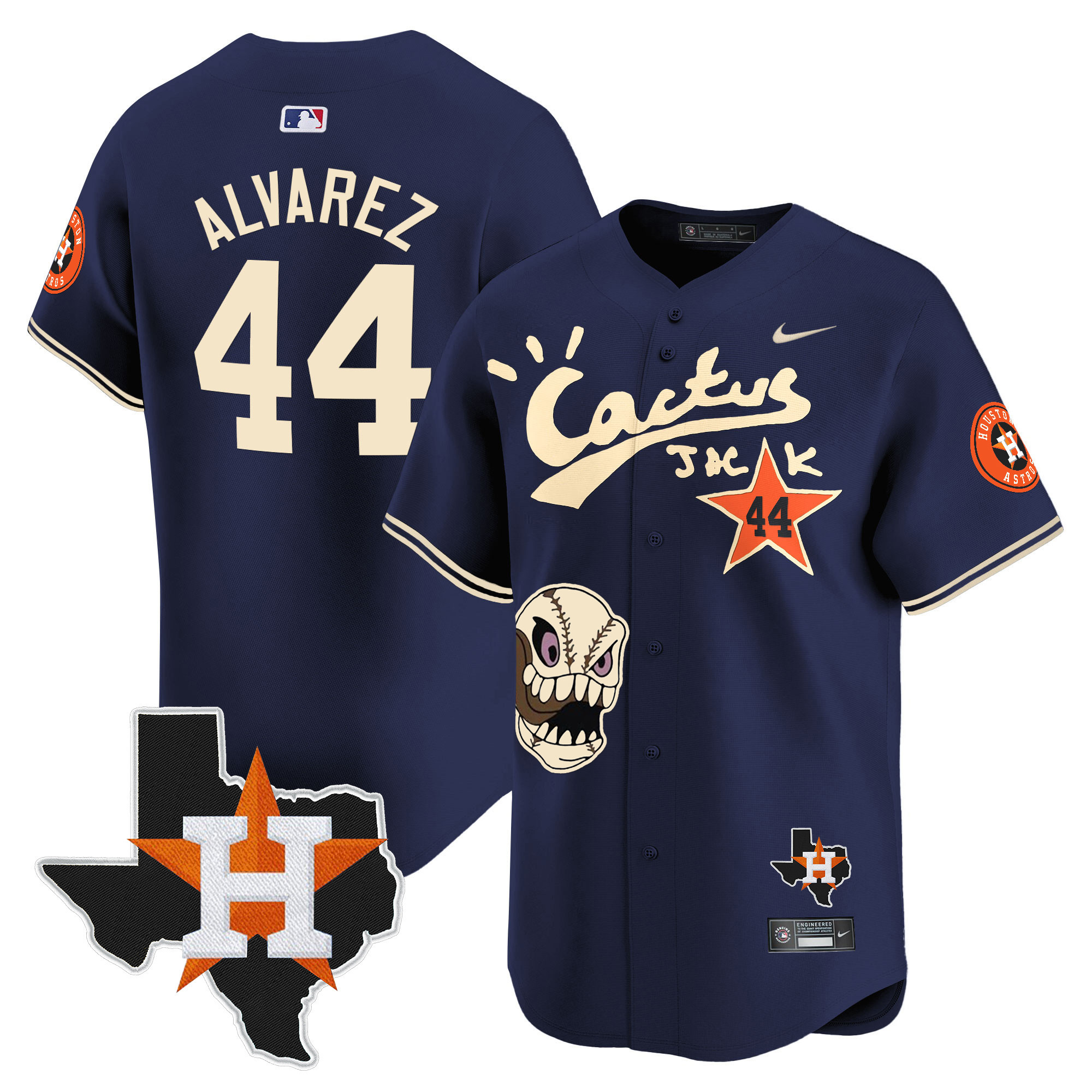 Yordan Álvarez Men's Houston Astros Cactus Jack Patch Vapor Premier Limited Navy Jersey - All Stitched