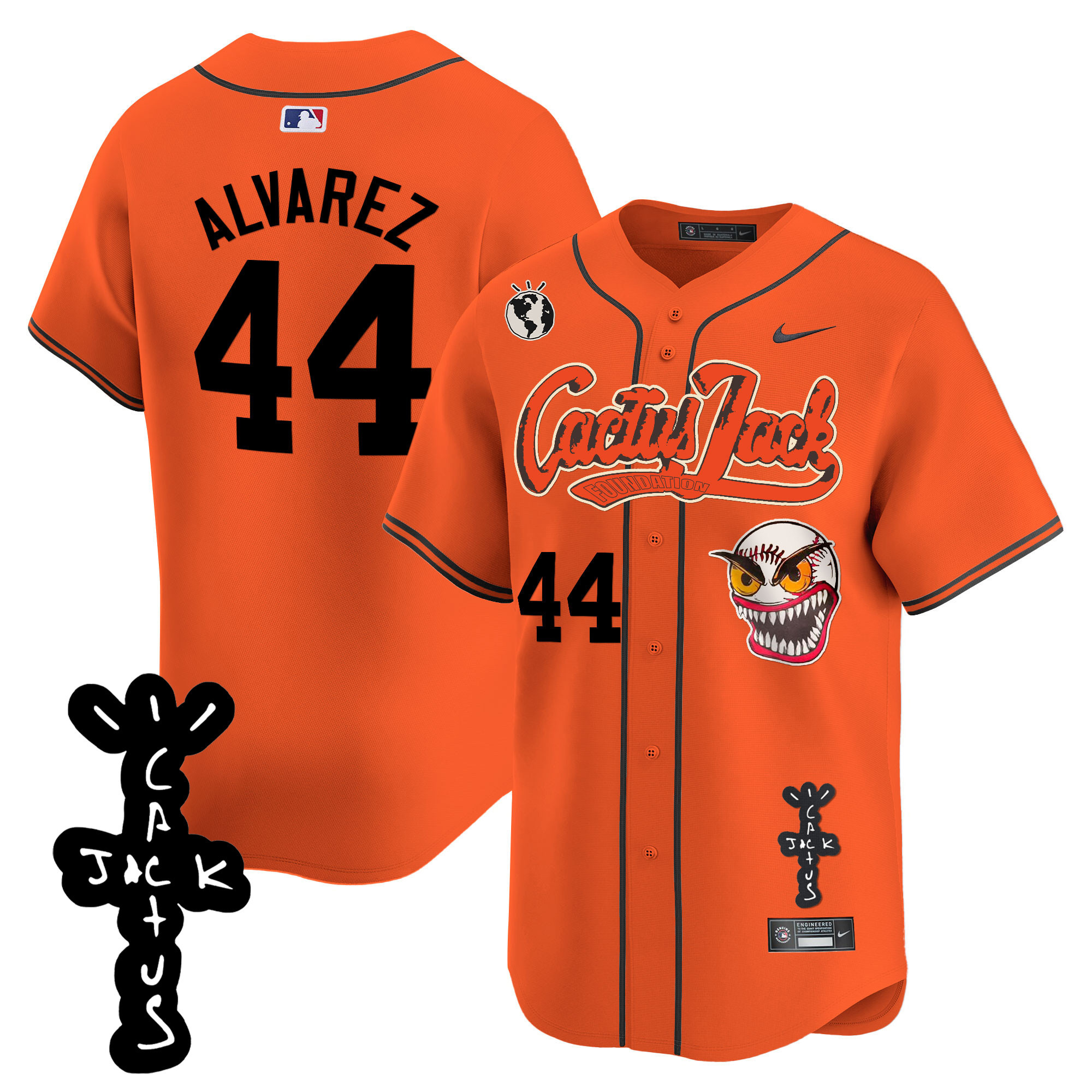Yordan Álvarez Men's Houston Astros Cactus Jack Patch Vapor Premier Limited Orange Jersey - All Stitched
