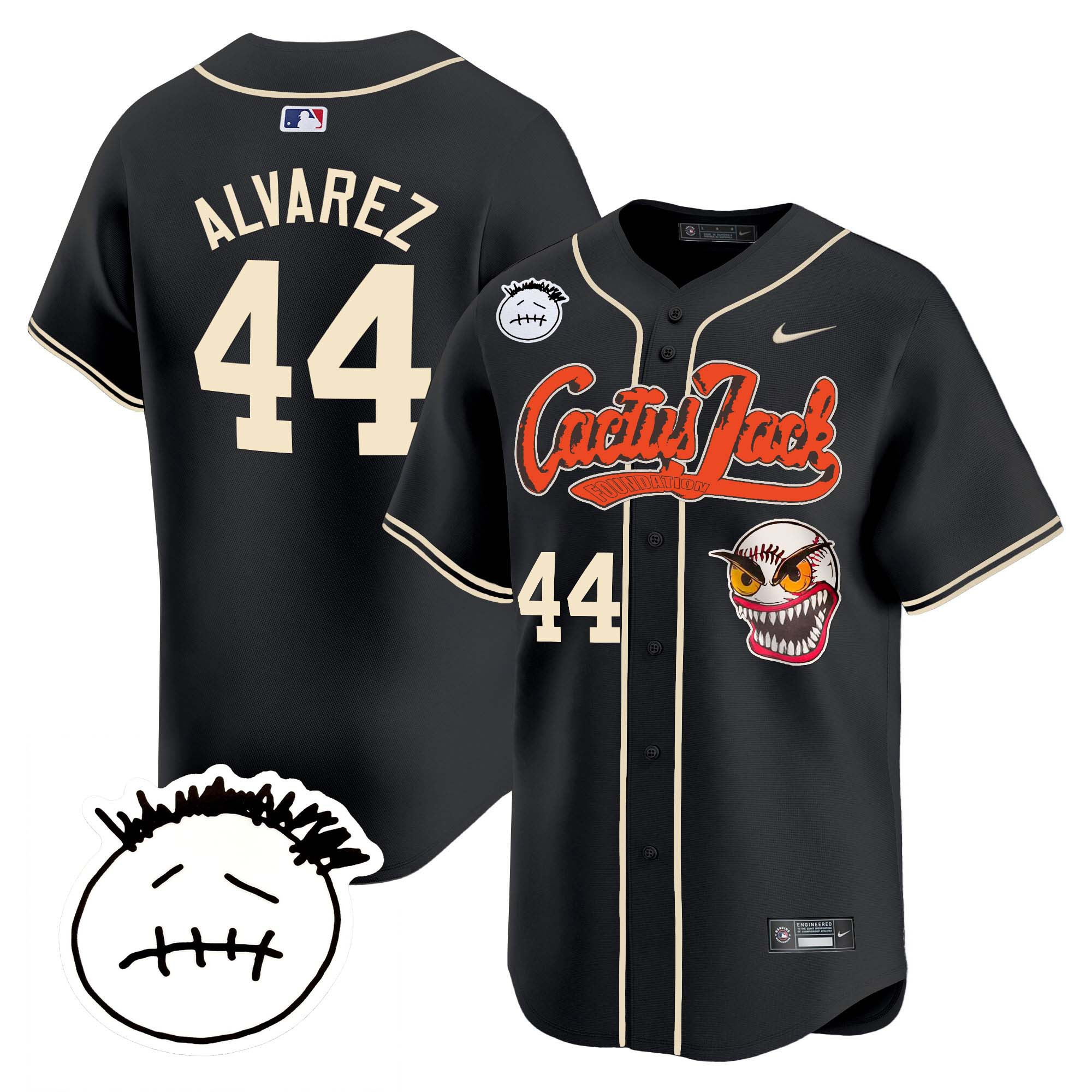 Yordan Álvarez Men's Houston Astros Cactus Jack Patch Vapor Premier Limited V3 Black Jersey - All Stitched