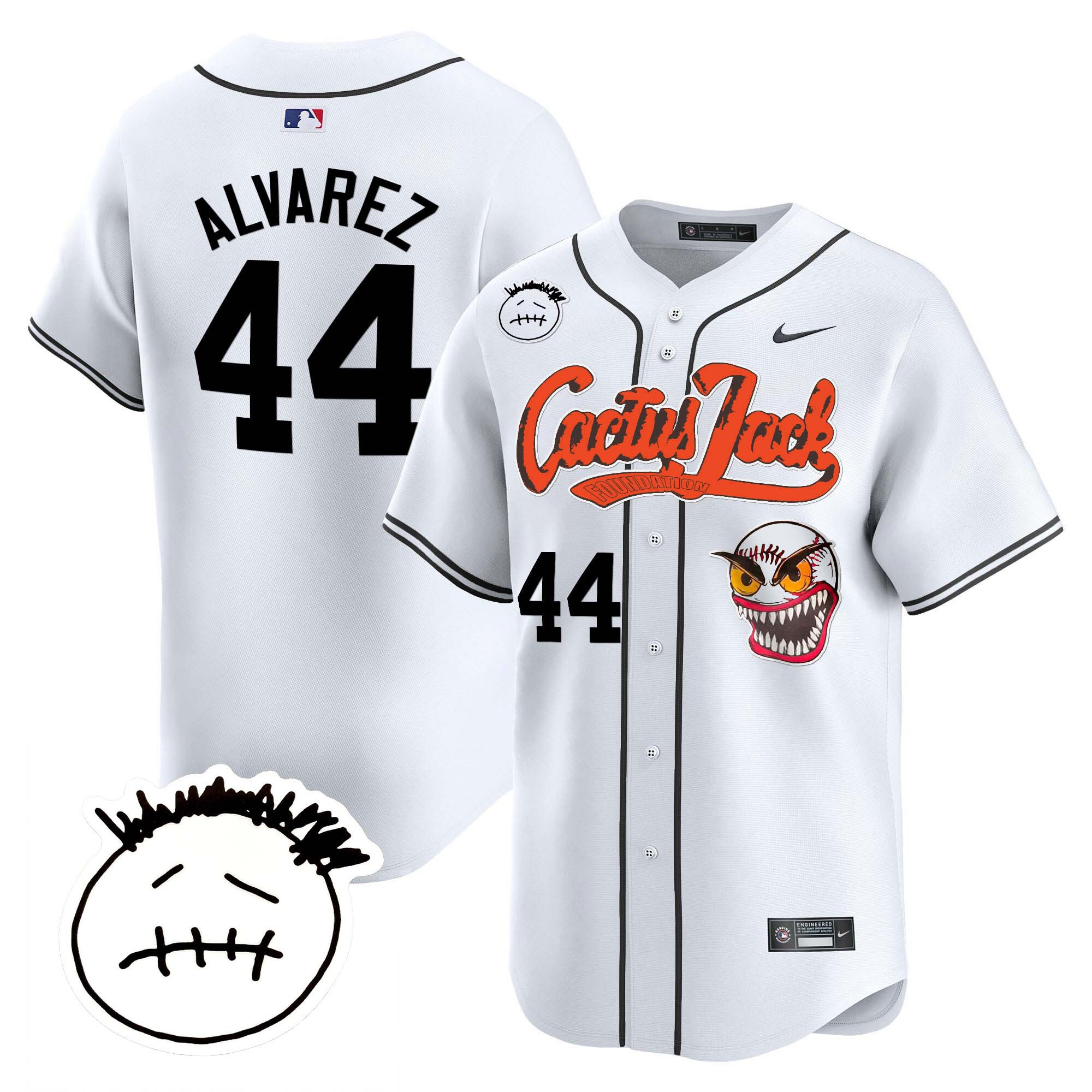 Yordan Álvarez Men's Houston Astros Cactus Jack Patch Vapor Premier Limited V3 White Jersey - All Stitched