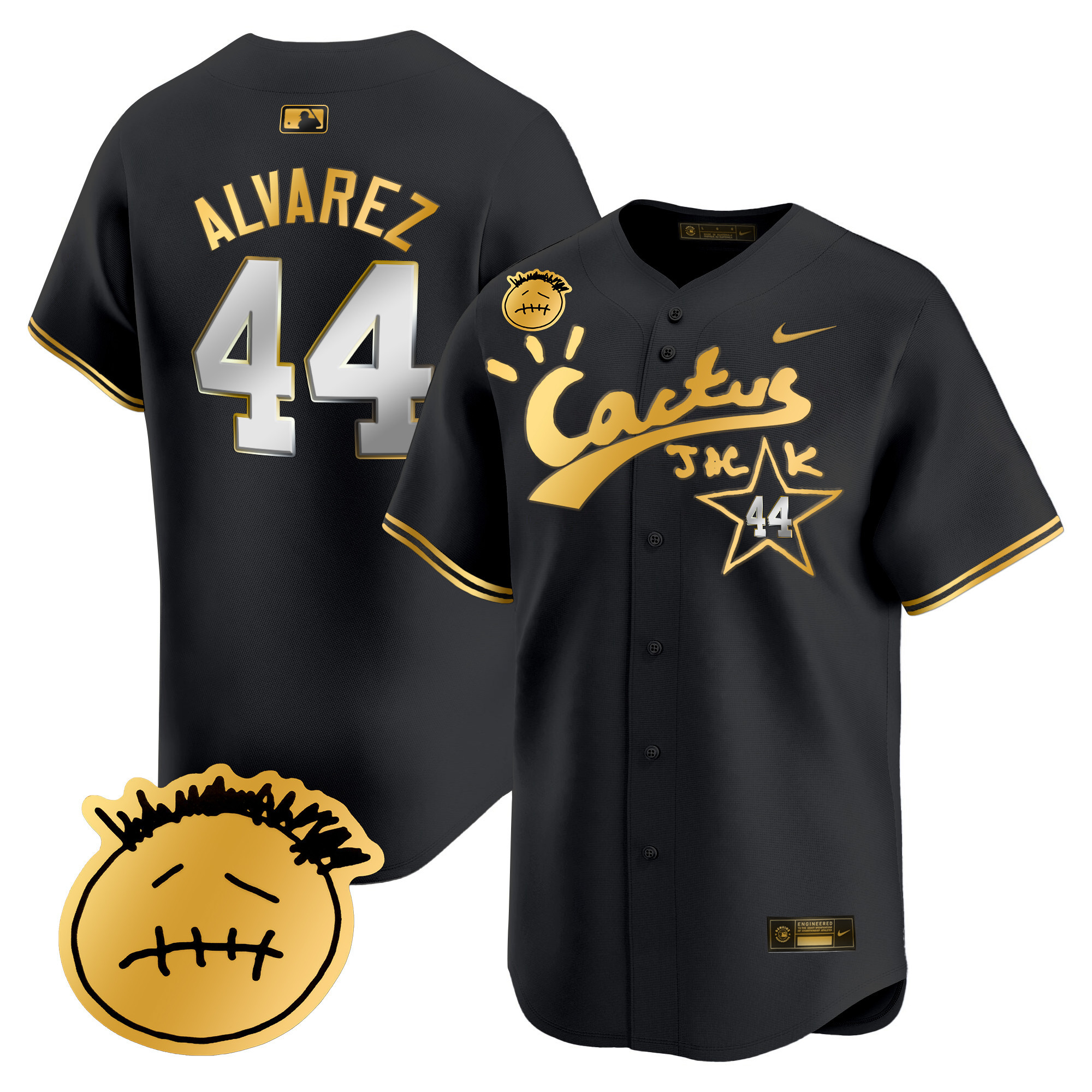 Yordan Álvarez Men's Houston Astros Cactus Jack Patch Vapor Premier Limited V5 Black Gold Jersey - All Stitched