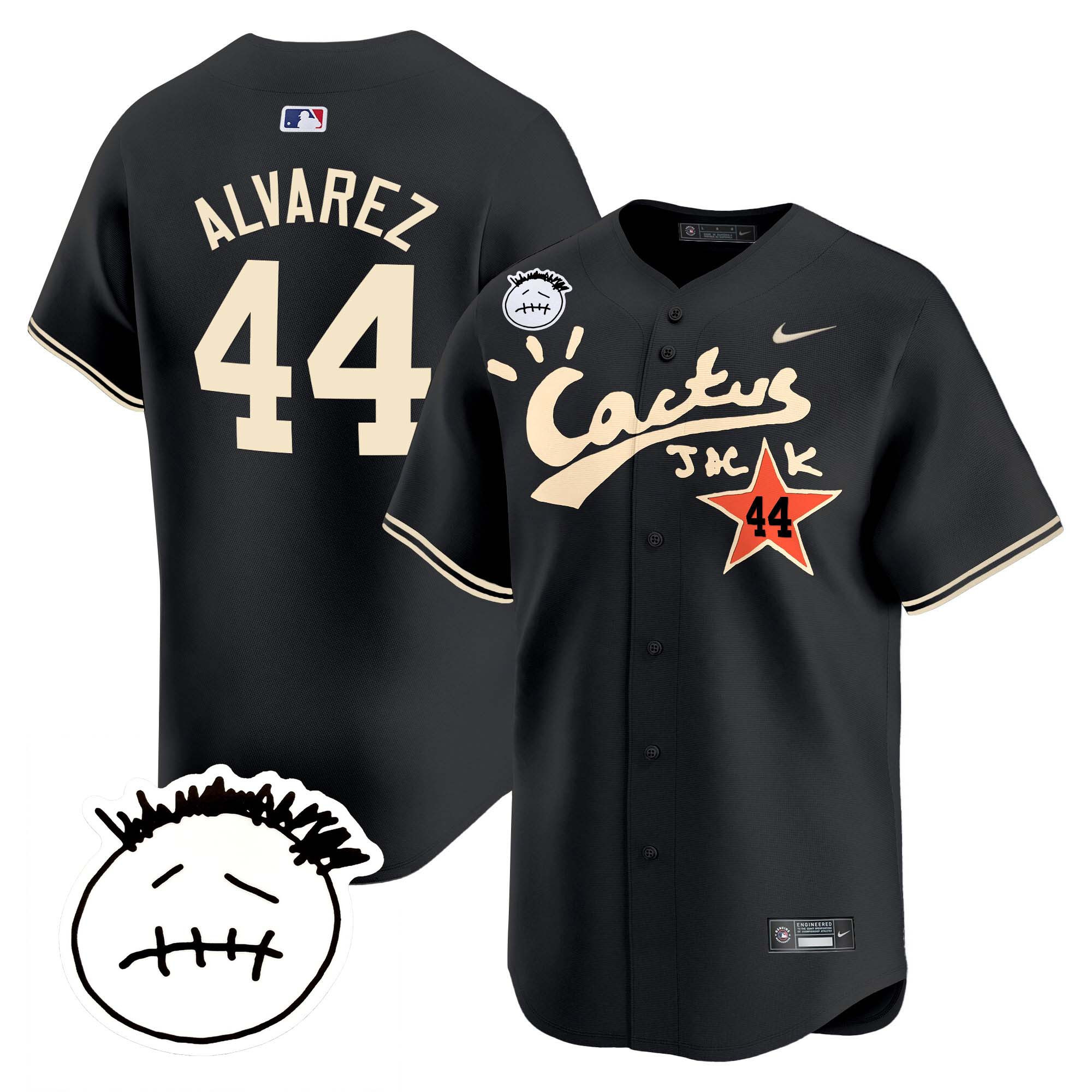 Yordan Álvarez Men's Houston Astros Cactus Jack Patch Vapor Premier Limited V5 Black Jersey - All Stitched