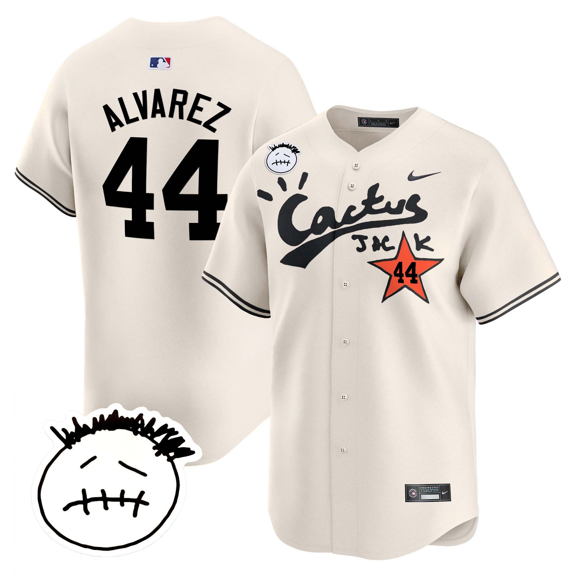 Yordan Álvarez Men's Houston Astros Cactus Jack Patch Vapor Premier Limited V5 Cream Jersey - All Stitched