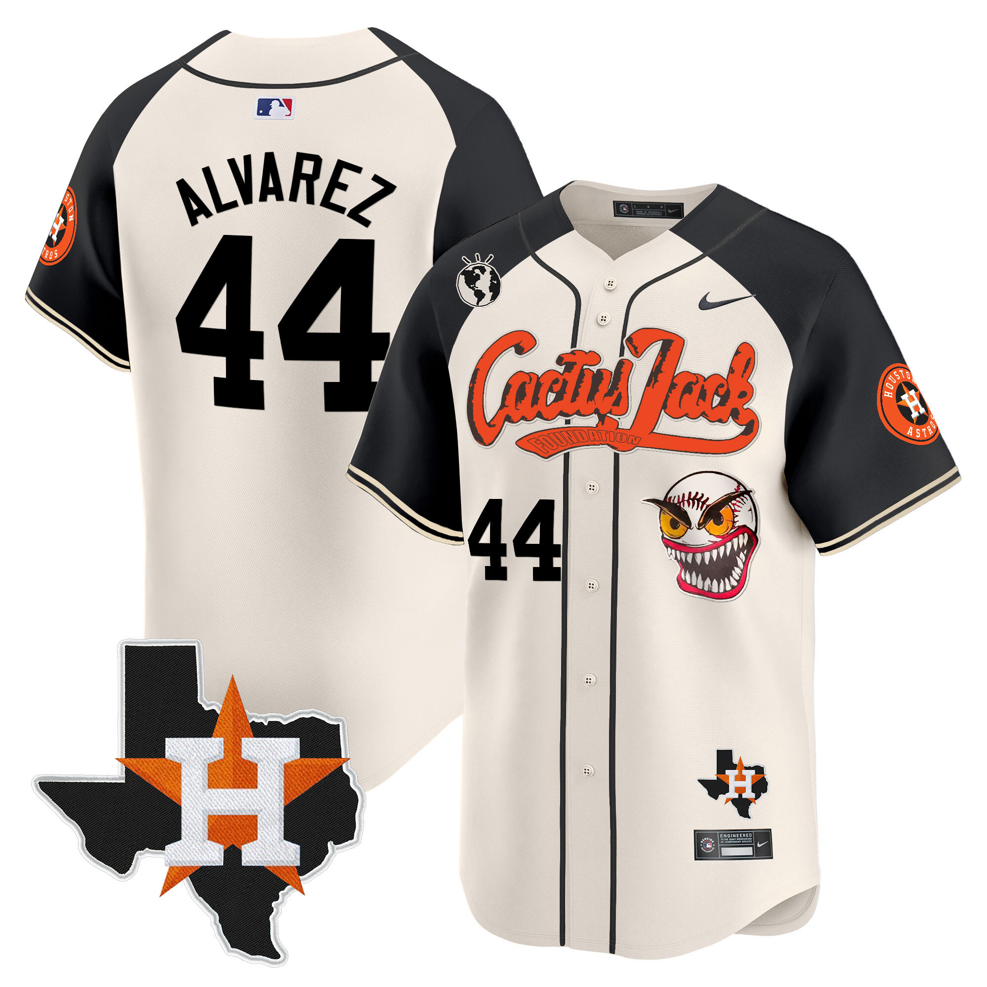Yordan Álvarez Men's Houston Astros Cactus Jack Patch Vapor Premier Limited V6 Cream Alternate Jersey - All Stitched