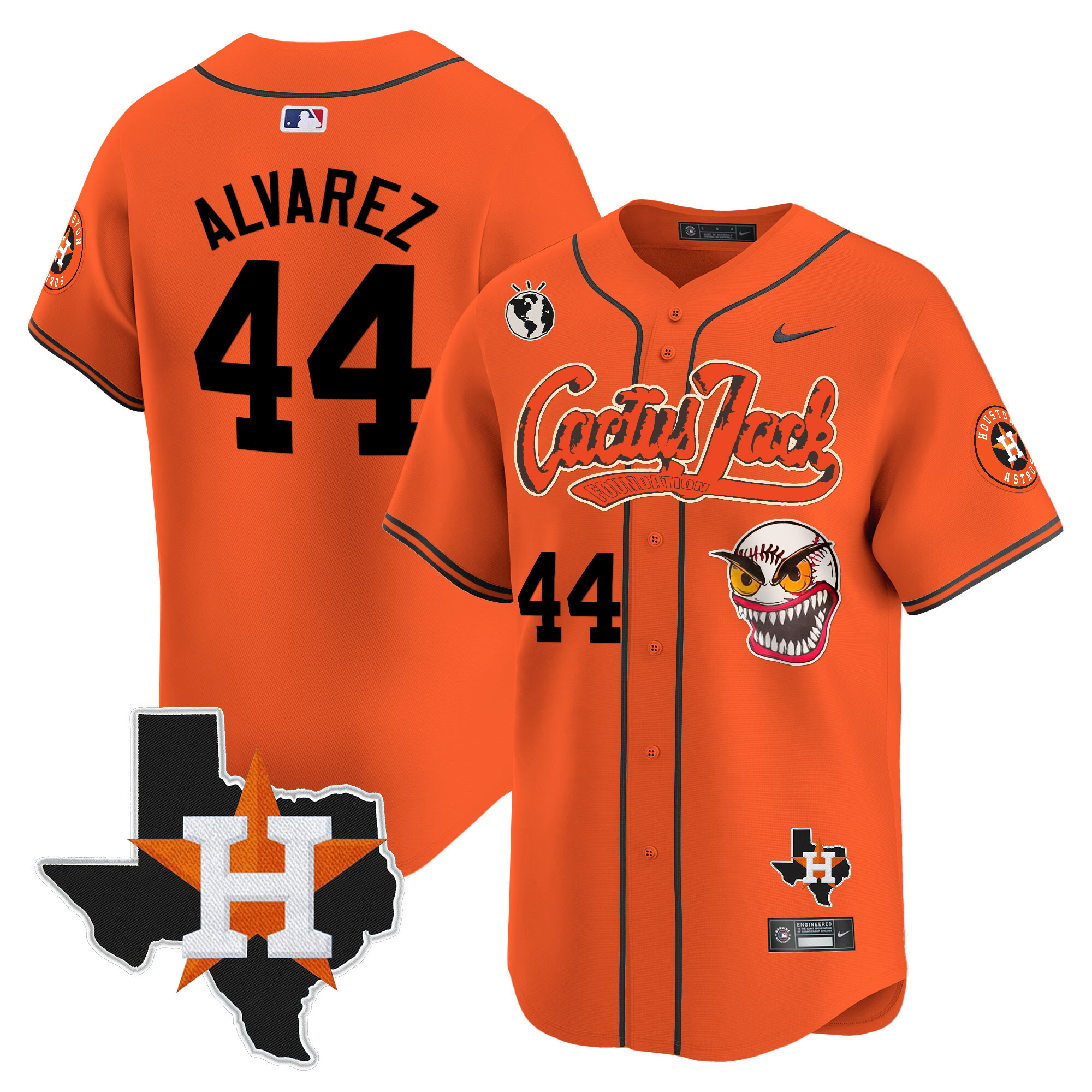 Yordan Álvarez Men's Houston Astros Cactus Jack Patch Vapor Premier Limited V6 Orange Jersey - All Stitched