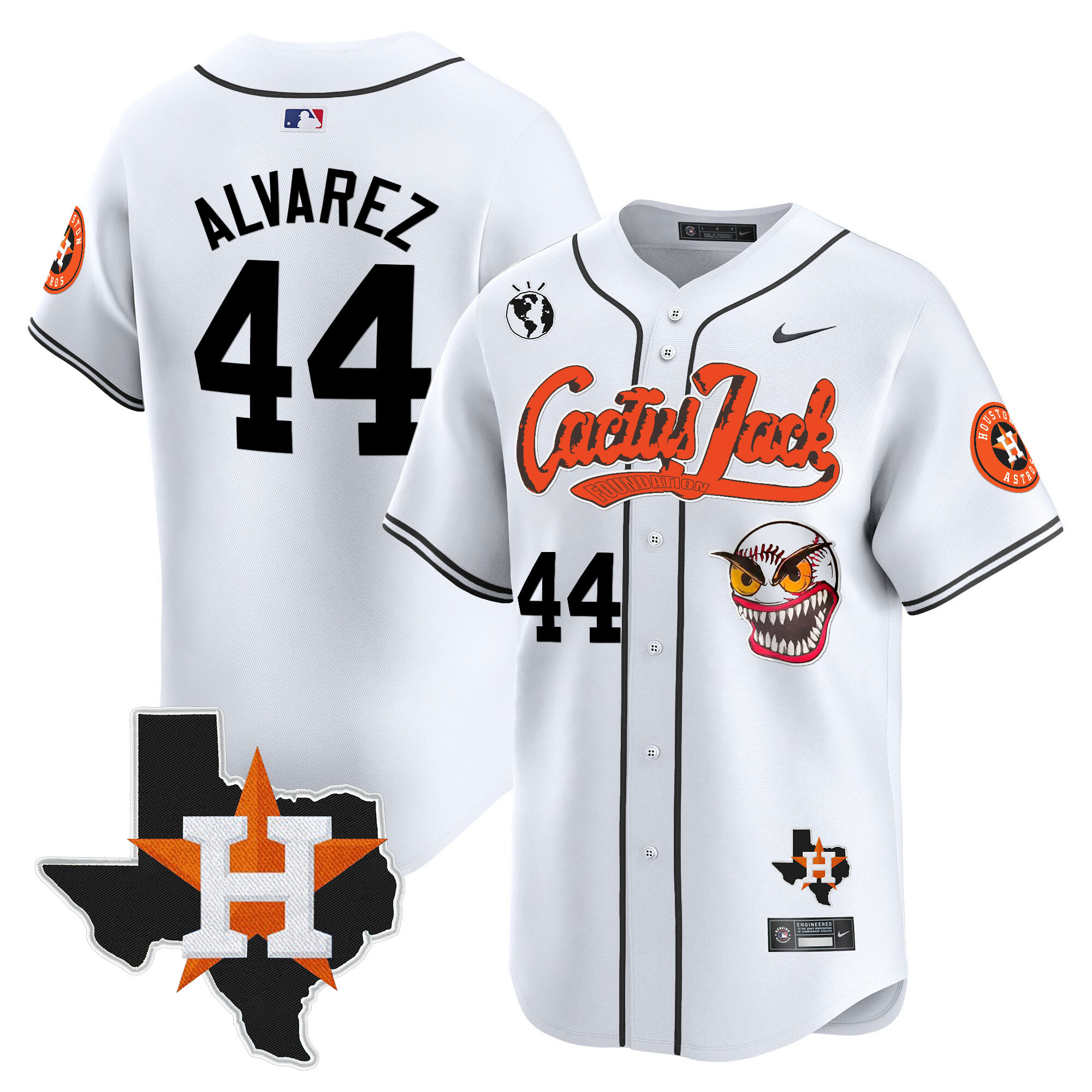 Yordan Álvarez Men's Houston Astros Cactus Jack Patch Vapor Premier Limited V6 White Jersey - All Stitched