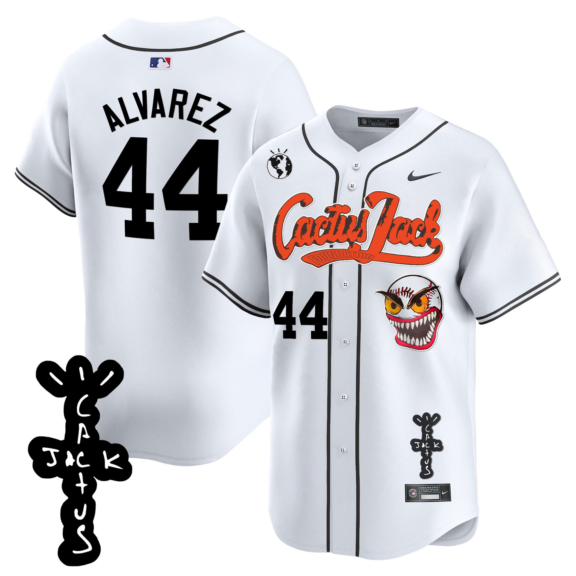 Yordan Álvarez Men's Houston Astros Cactus Jack Patch Vapor Premier Limited White Jersey - All Stitched