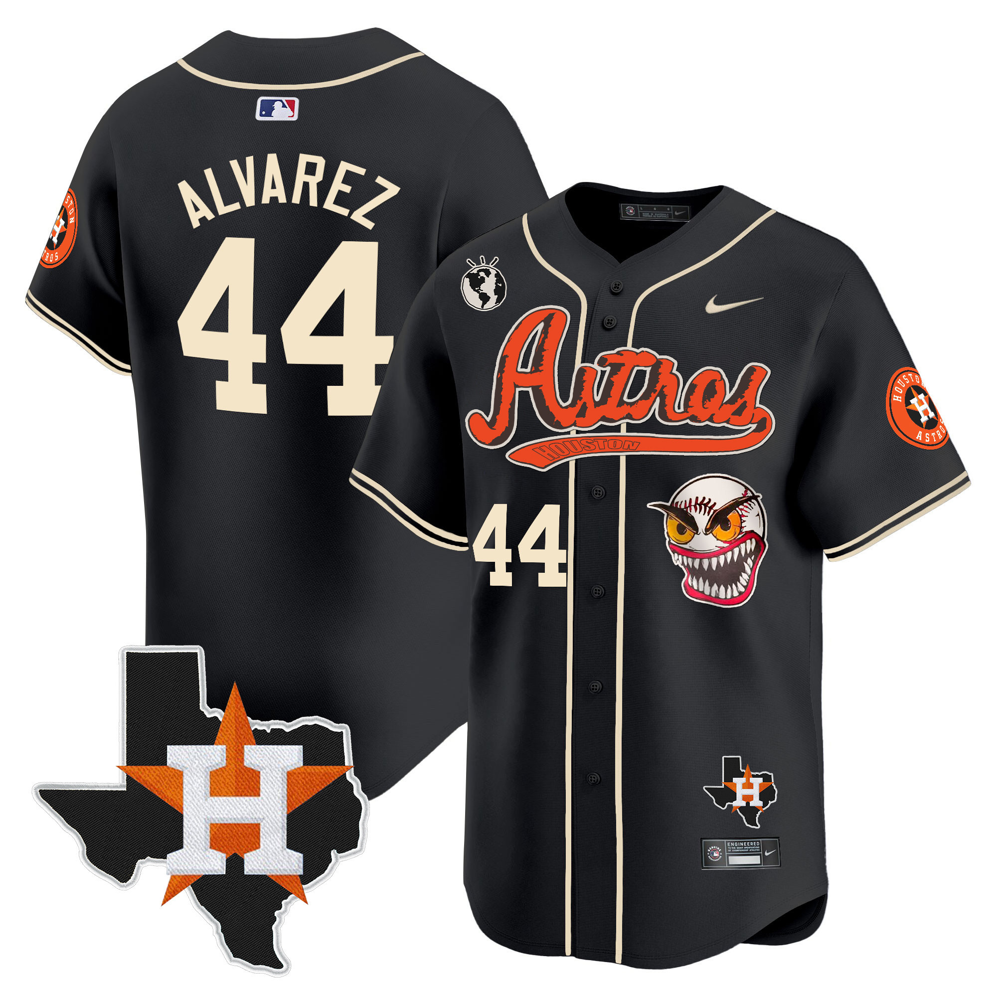 Yordan Álvarez Men's Houston Astros Cactus Jack Style Vapor Premier Limited V2 Black Jersey - All Stitched