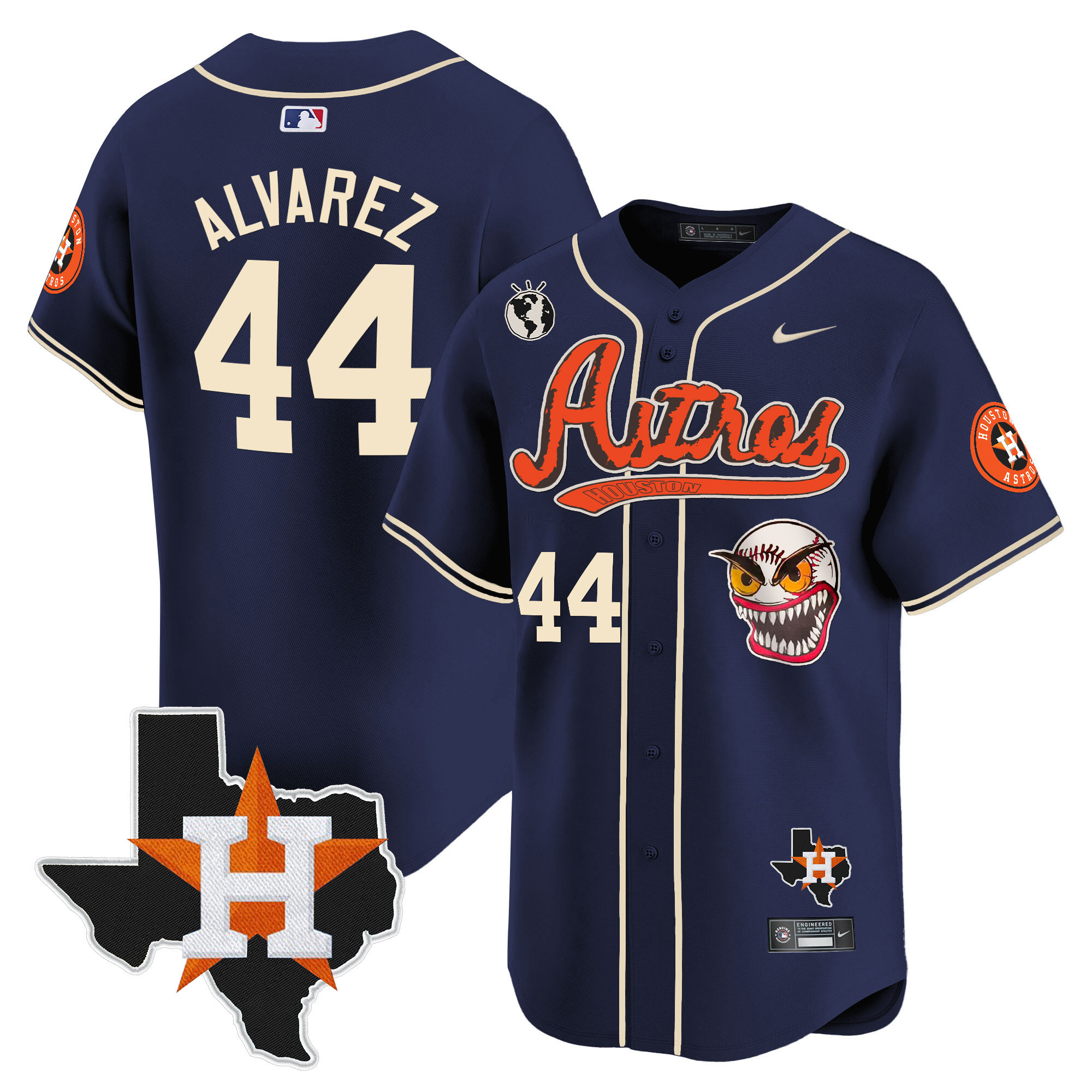Yordan Álvarez Men's Houston Astros Cactus Jack Style Vapor Premier Limited V2 Navy Jersey - All Stitched