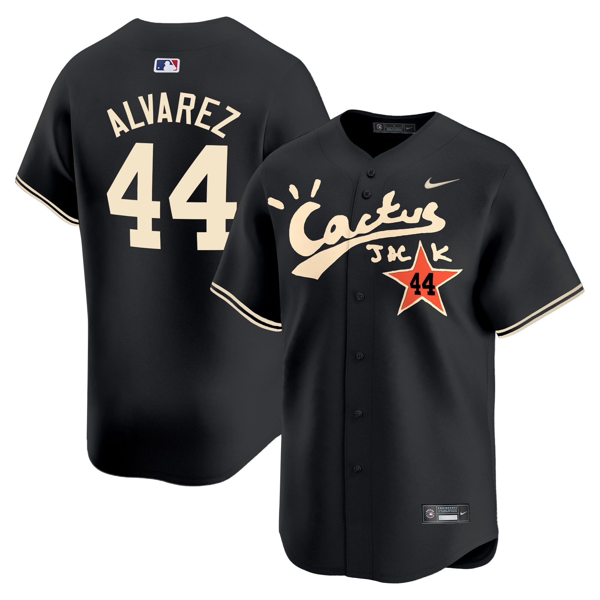 Yordan Álvarez Men's Houston Astros Cactus Jack Vapor Premier Limited V2 Black Jersey - All Stitched