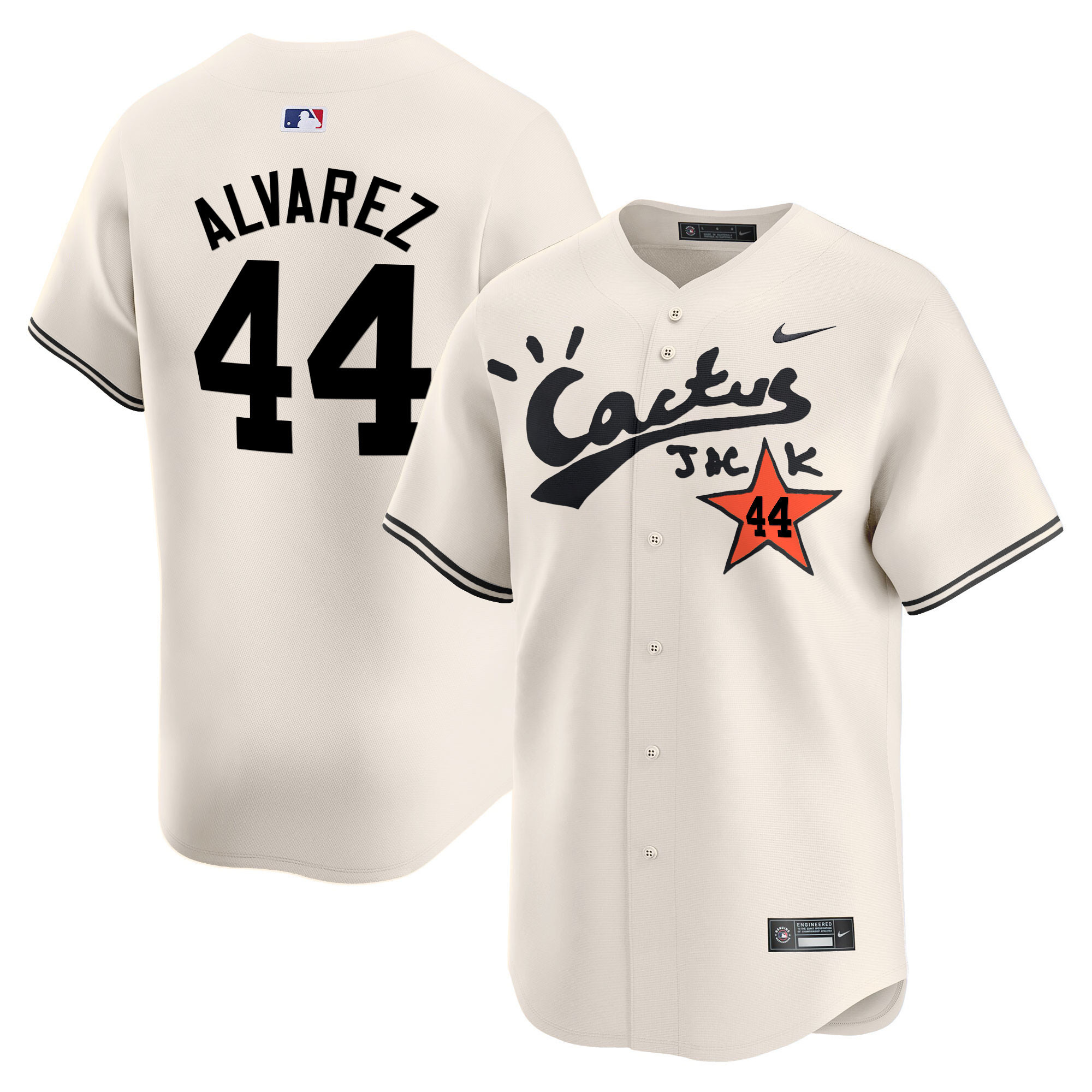 Yordan Álvarez Men's Houston Astros Cactus Jack Vapor Premier Limited V2 Cream Jersey - All Stitched