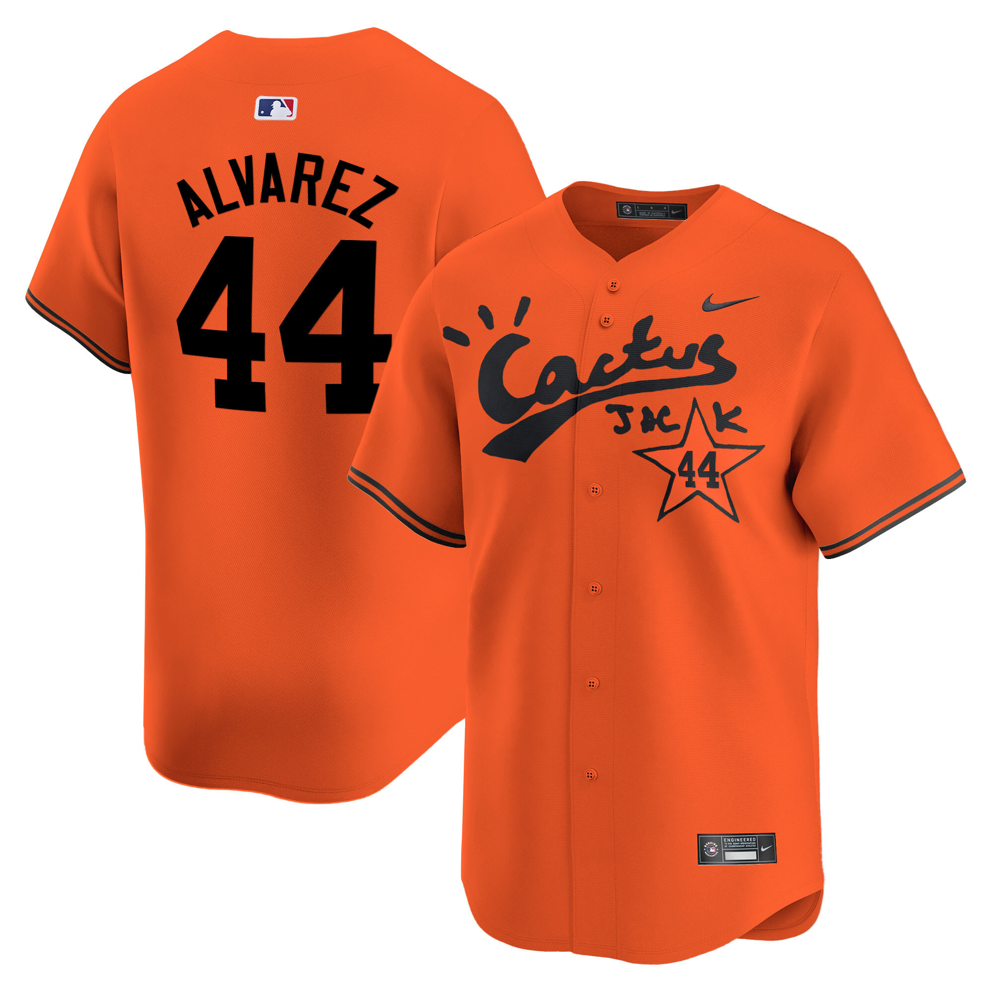 Yordan Álvarez Men's Houston Astros Cactus Jack Vapor Premier Limited V2 Orange Jersey - All Stitched