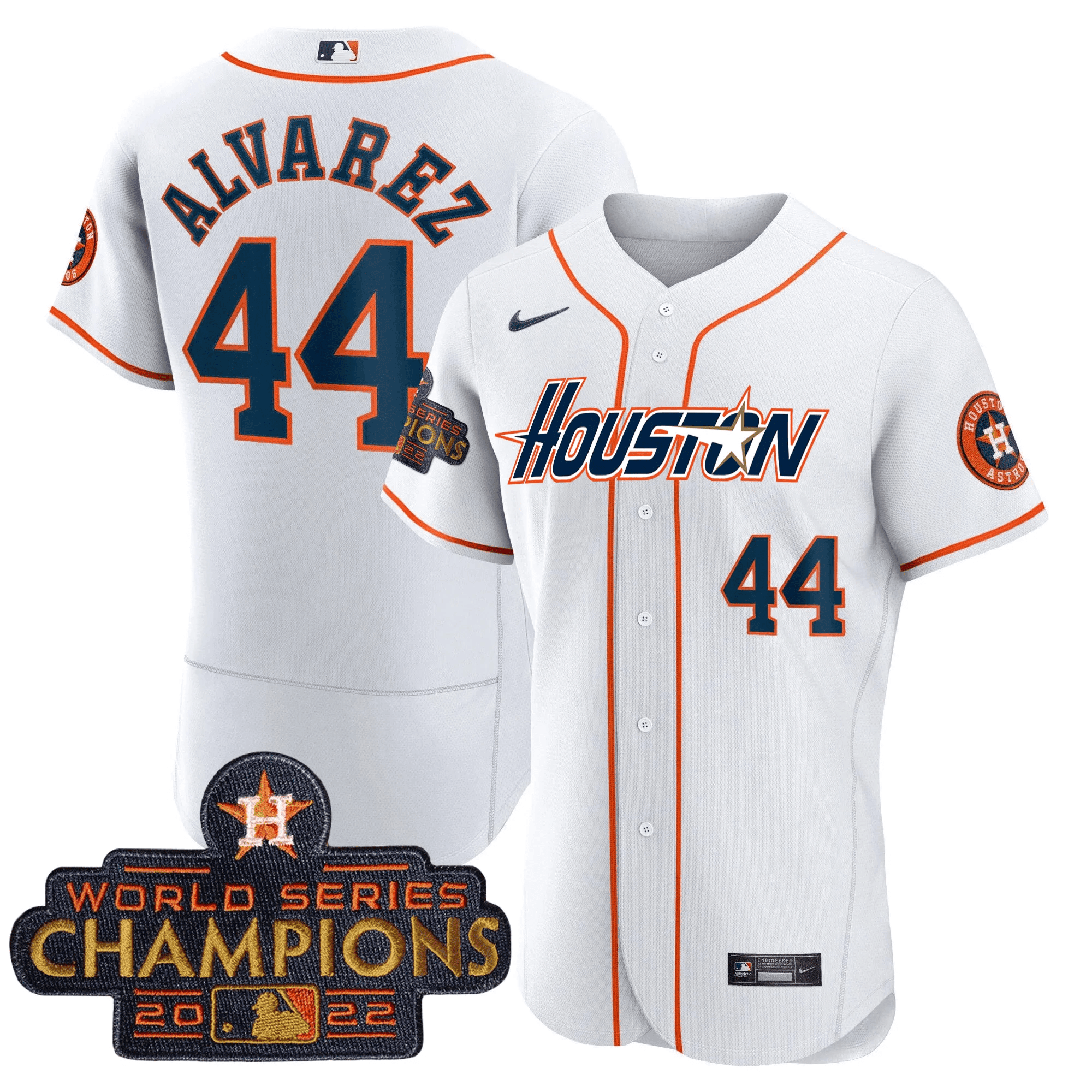 Yordan Álvarez Men's Houston Astros Gray & Gold 2023 Champions Patch Flex Home Jersey - All Stitched
