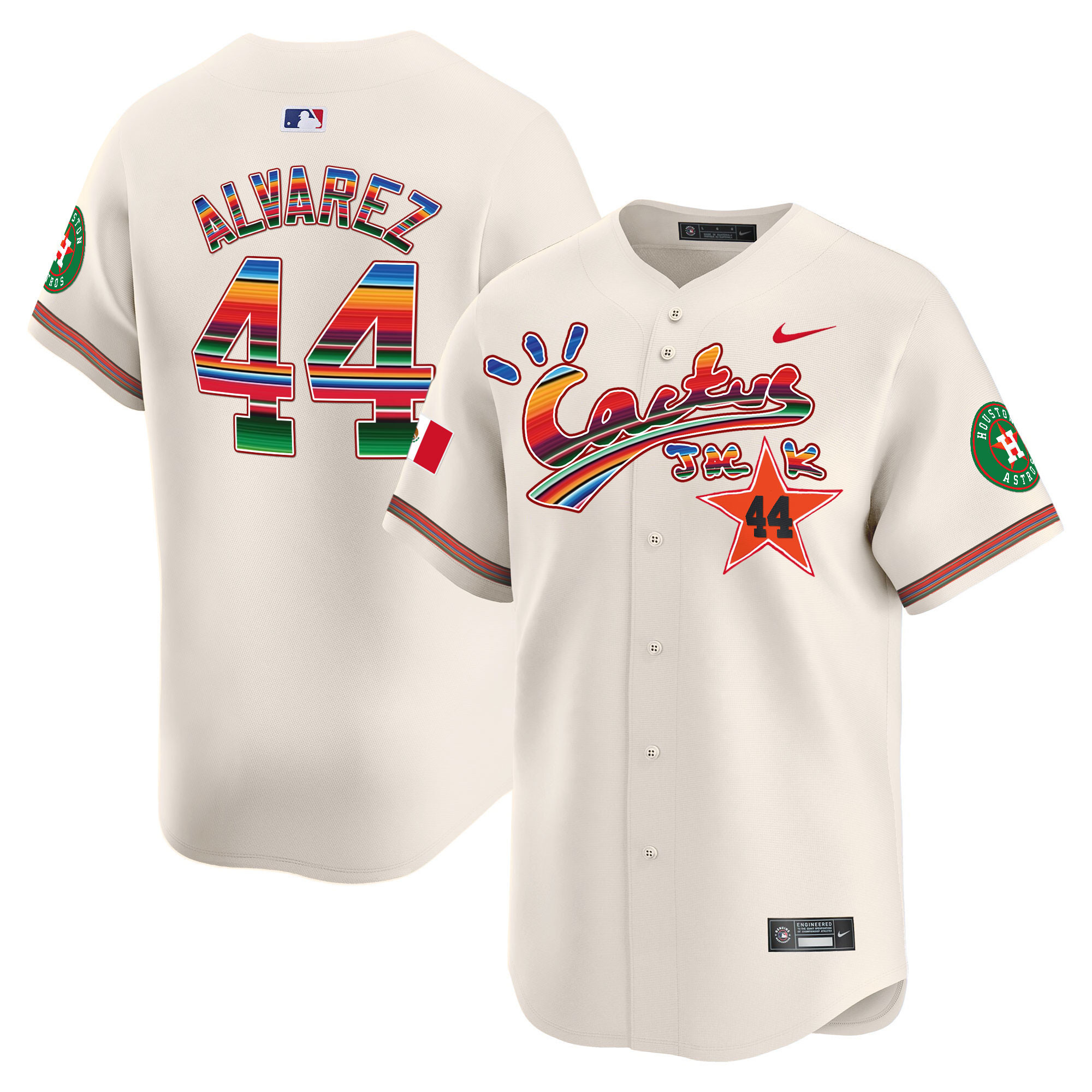Yordan Álvarez Men's Houston Astros Mexico Cactus Jack Vapor Premier Limited Cream Jersey - All Stitched