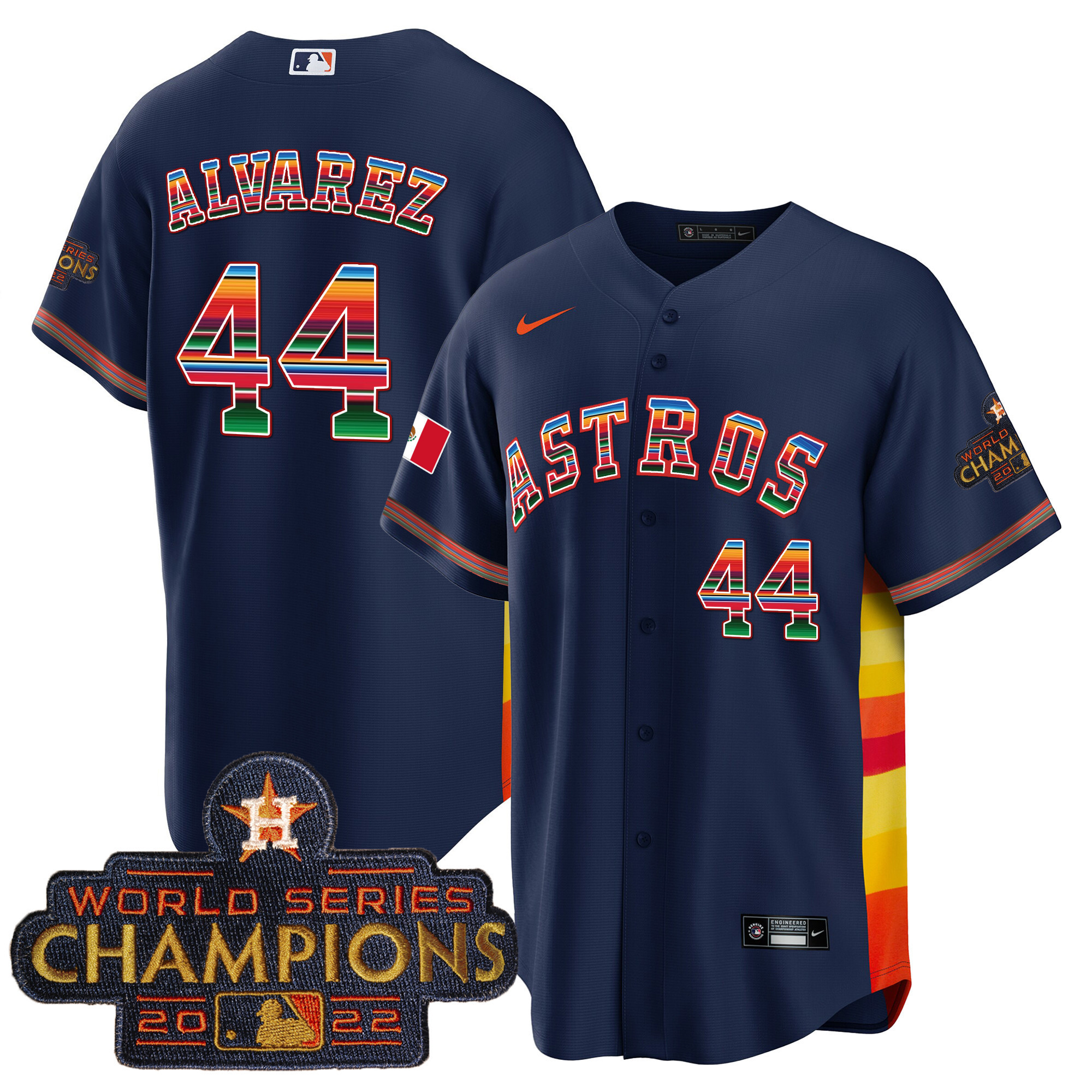 Yordan Álvarez Men's Houston Astros Mexico Cool Base Limited V2 Navy Alternate Jersey - All Stitched