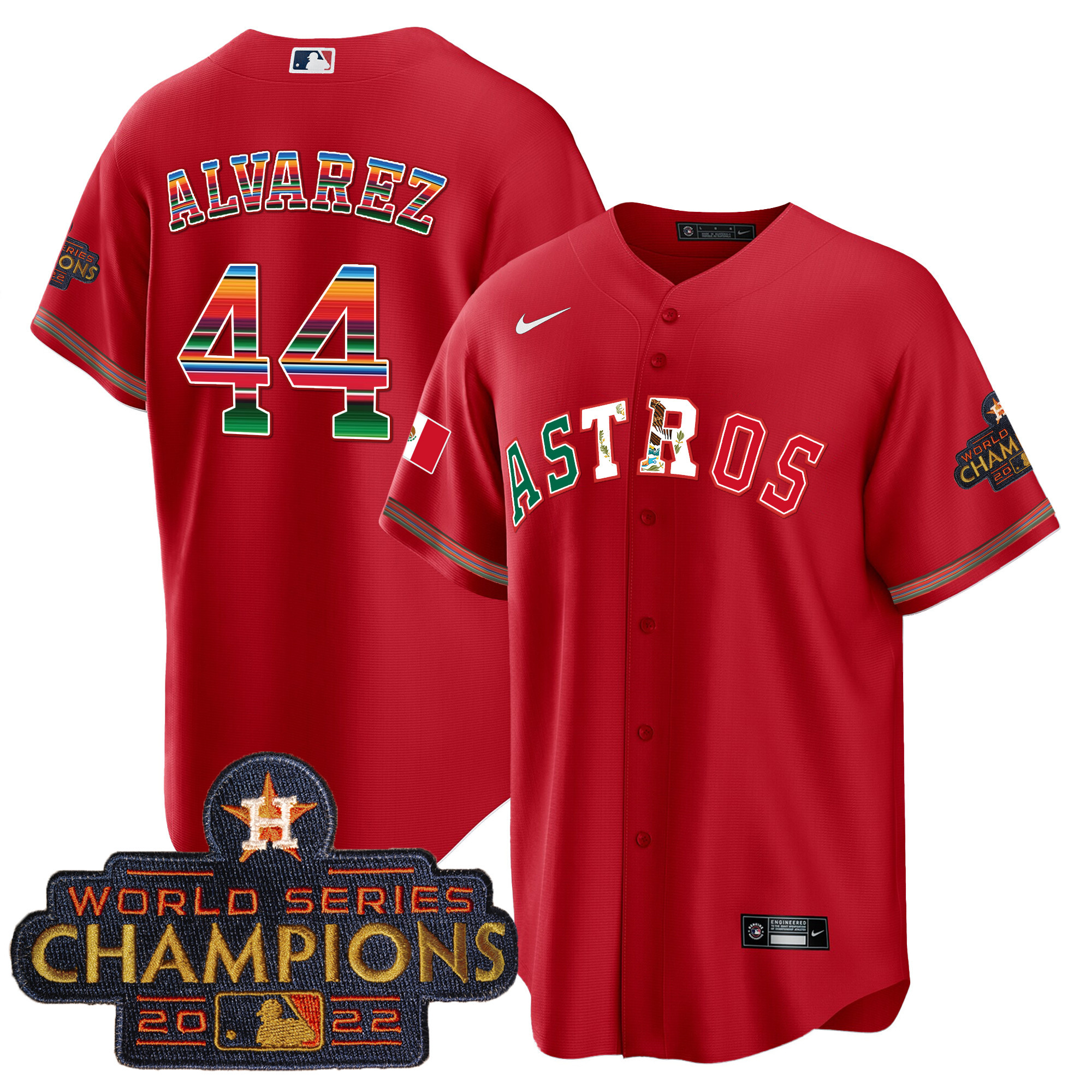 Yordan Álvarez Men's Houston Astros Mexico Cool Base Limited V3 Red Jersey - All Stitched