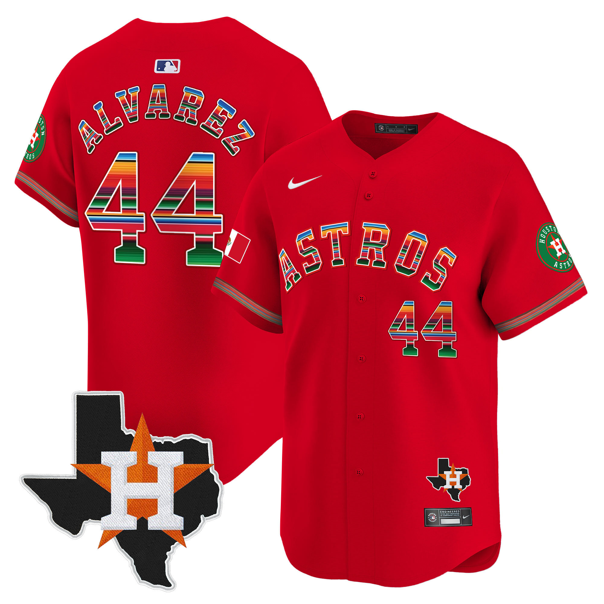 Yordan Álvarez Men's Houston Astros Mexico Texas Patch Vapor Premier Limited Red Jersey - All Stitched