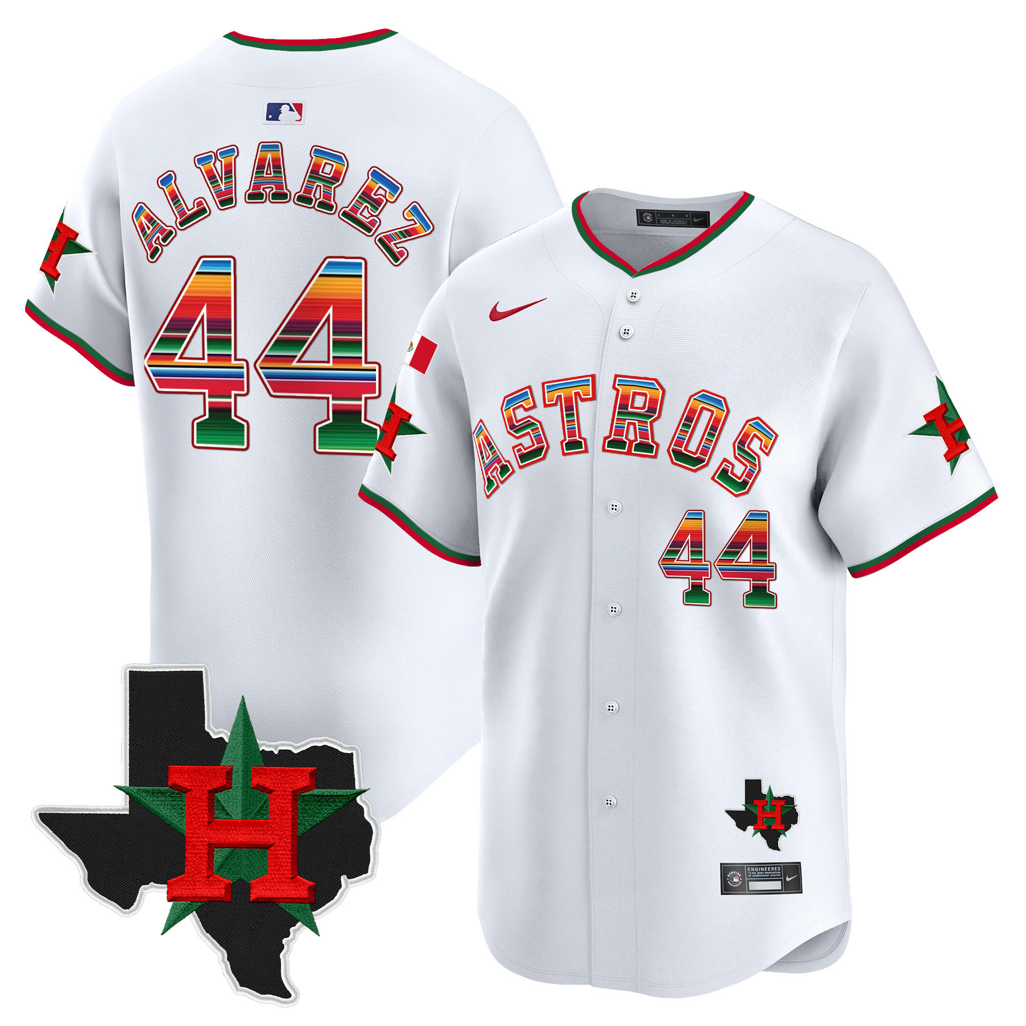 Yordan Álvarez Men's Houston Astros Mexico Texas Patch Vapor Premier Limited V2 White Jersey - All Stitched