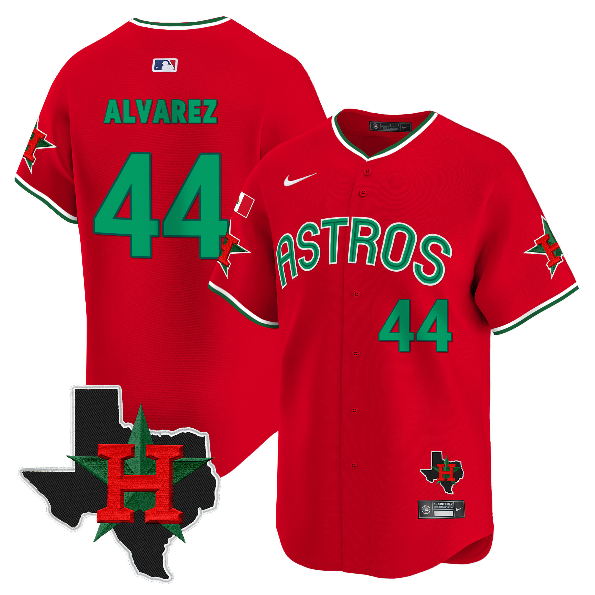 Yordan Álvarez Men's Houston Astros Mexico Texas Patch Vapor Premier Limited V3 Red Jersey - All Stitched