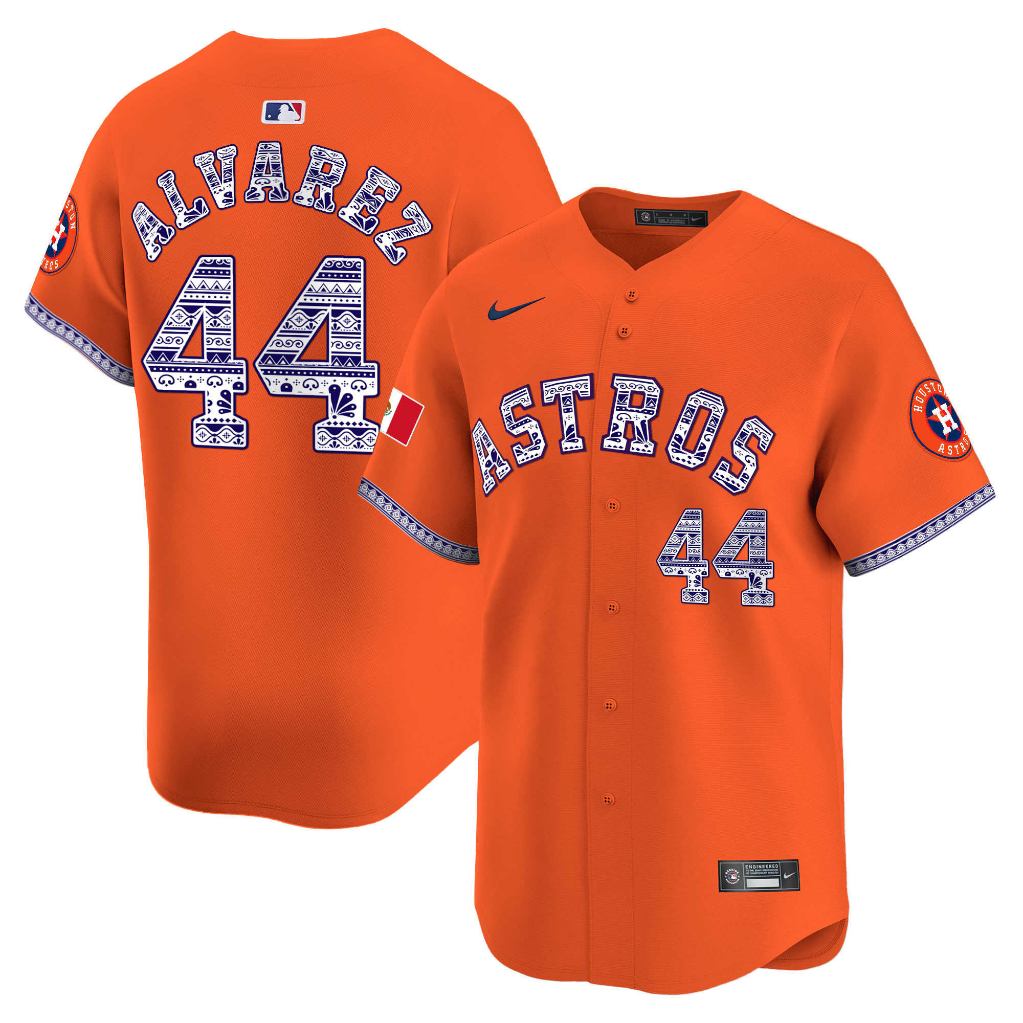 Yordan Álvarez Men's Houston Astros Mexico Vapor Premier Limited V2 Orange Jersey - All Stitched