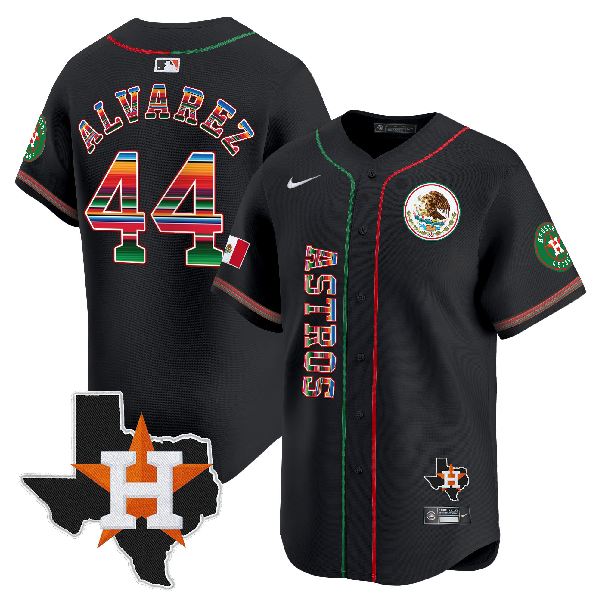 Yordan Álvarez Men's Houston Astros Mexico Vapor Premier Limited V4 Black Jersey - All Stitched