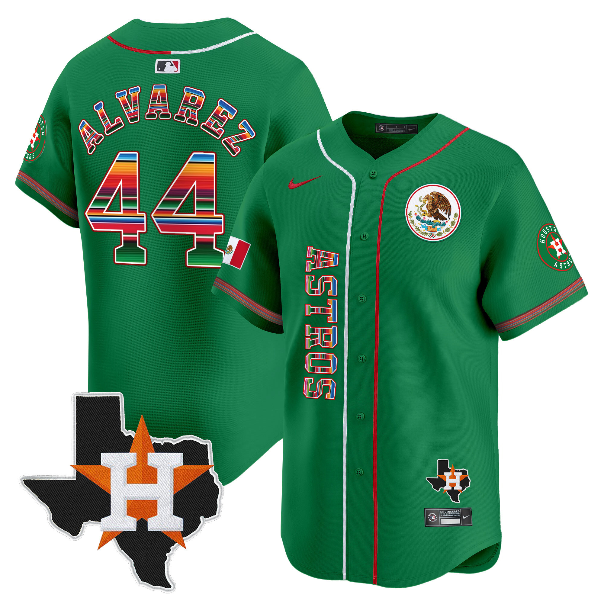 Yordan Álvarez Men's Houston Astros Mexico Vapor Premier Limited V4 Green Jersey - All Stitched