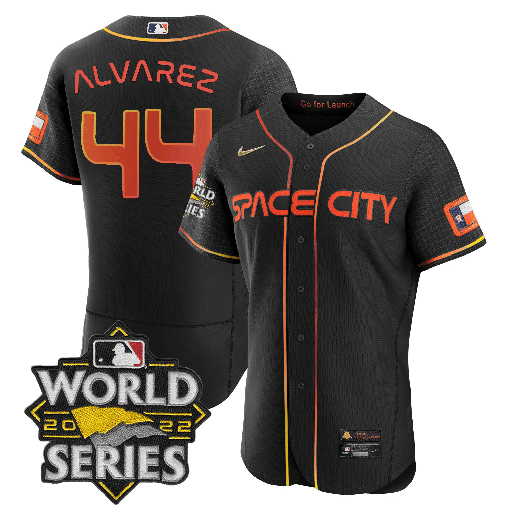 Yordan Álvarez Men's Houston Astros Space City Black & White Flex Black Jersey - All Stitched